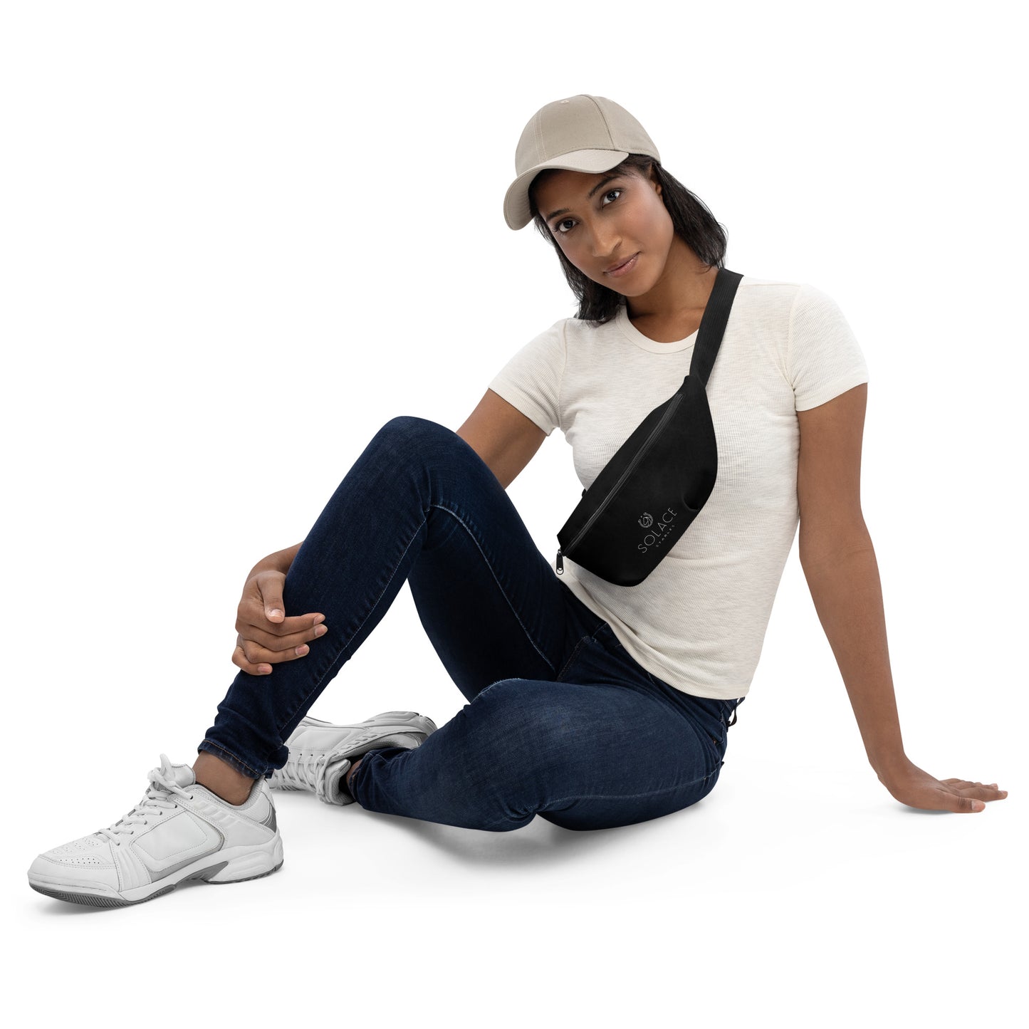 Fanny Pack "SOLACE STABLES" in Classic White on Basic Black