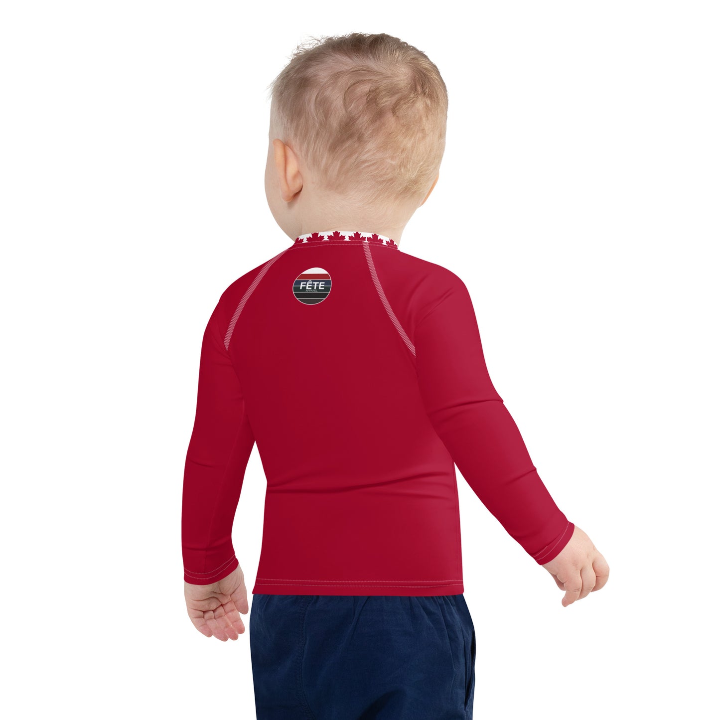 Children's Long-Sleeved Sun Shirt Maple Leaf in Barn Red