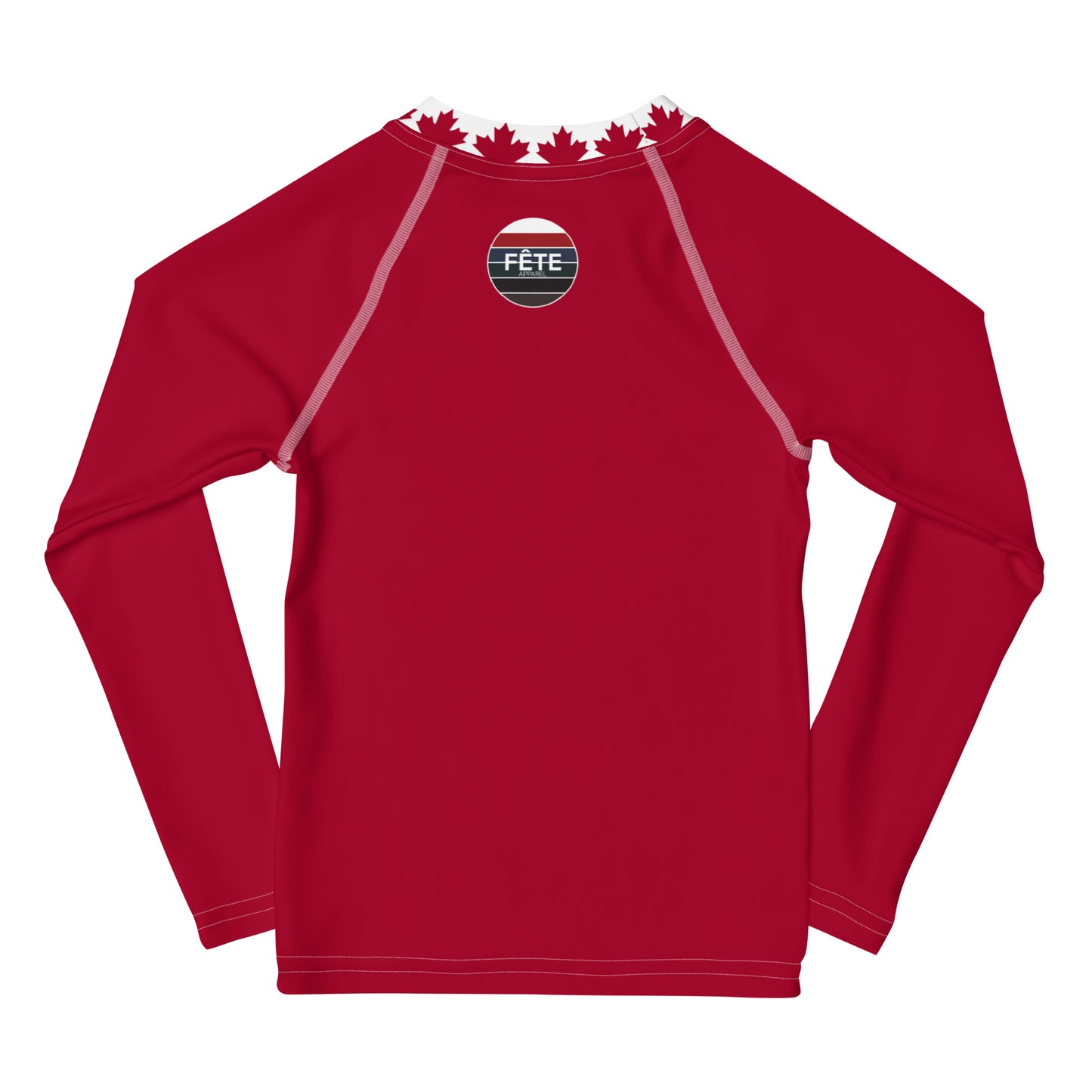 Children's Long-Sleeved Sun Shirt Maple Leaf in Barn Red