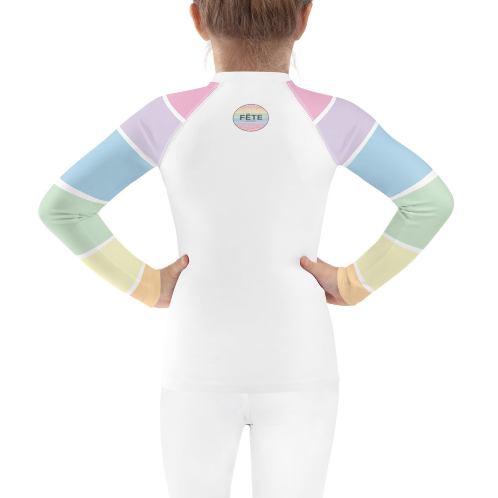 Children's Long-Sleeved Sun Shirt "COOKIES IMPROVE PERFORMANCE" in Fun Fetti Colours