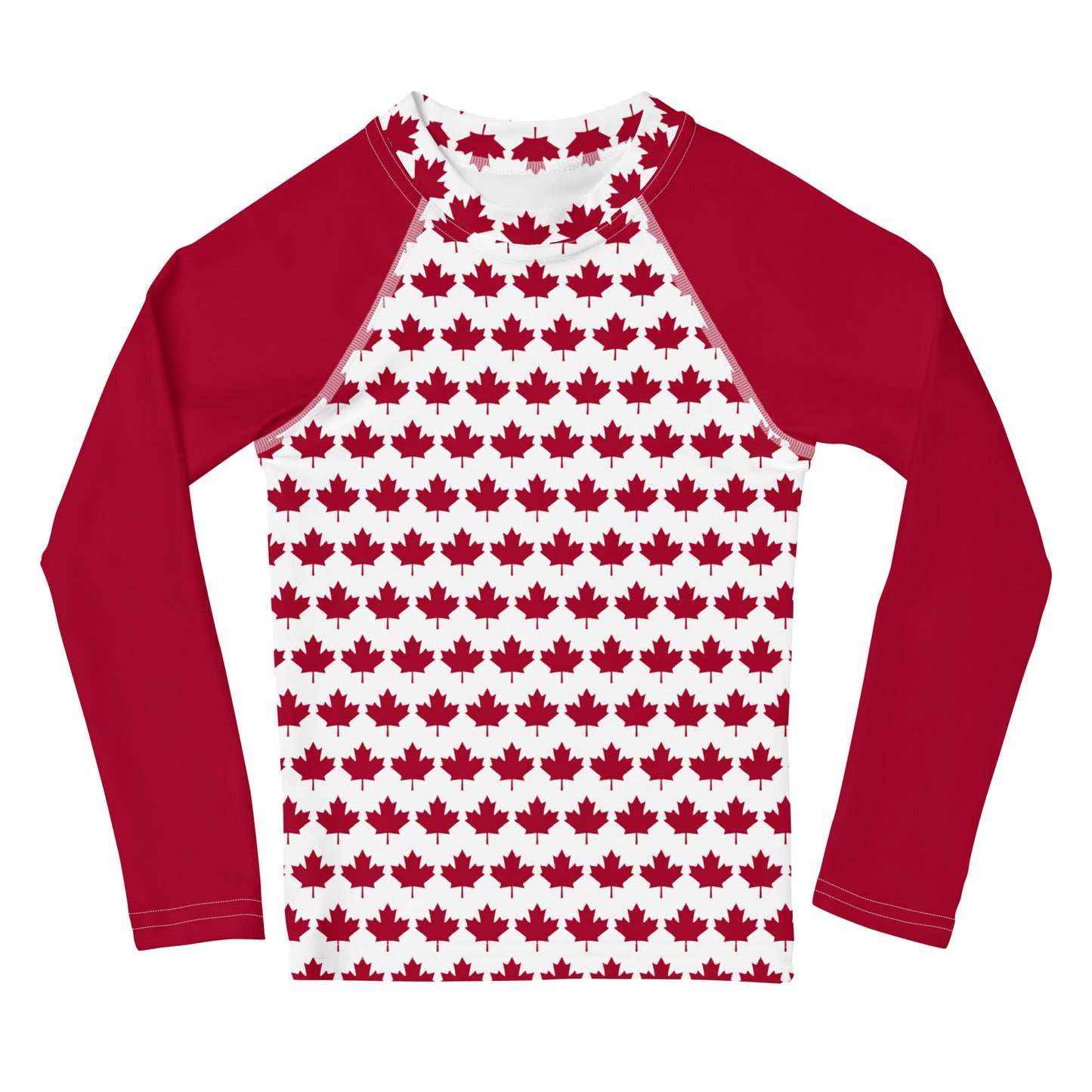 Children's Long-Sleeved Sun Shirt Maple Leaf in Barn Red