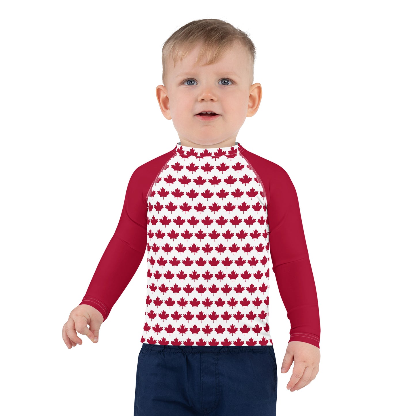 Children's Long-Sleeved Sun Shirt Maple Leaf in Barn Red