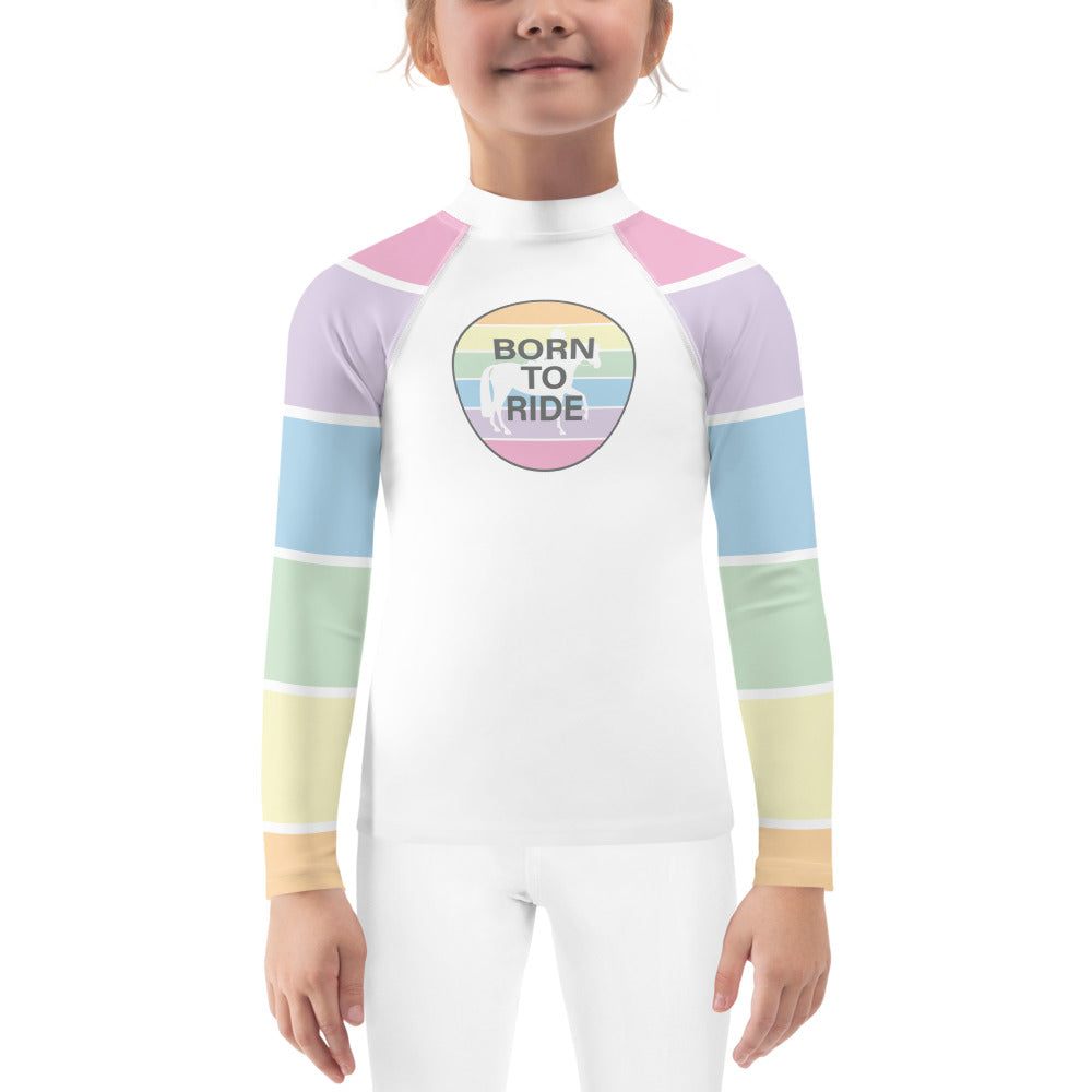 Children's Long-Sleeved Sun Shirt "BORN TO RIDE" in Fun Fetti Colours