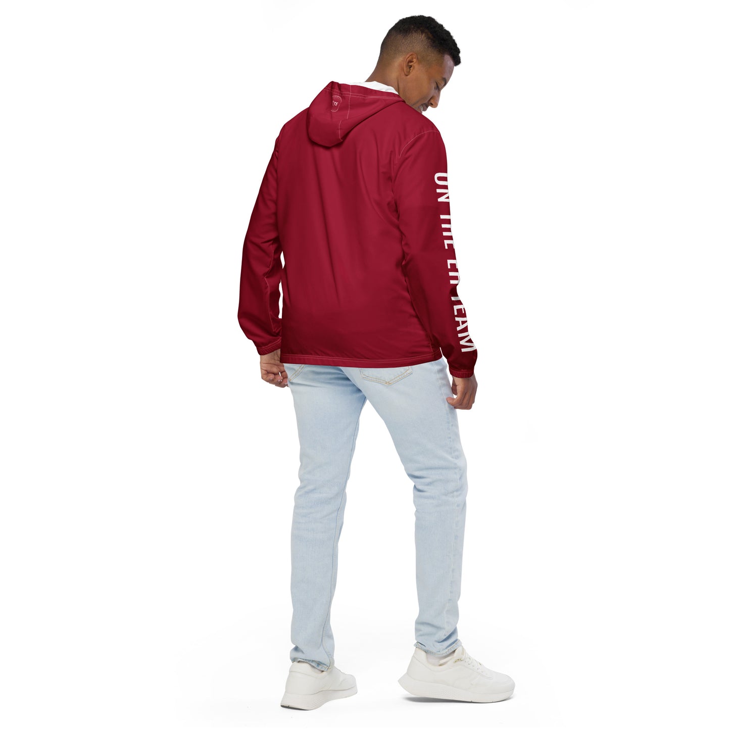 Men’s Windbreaker "ON THE EH TEAM" in Barn Red