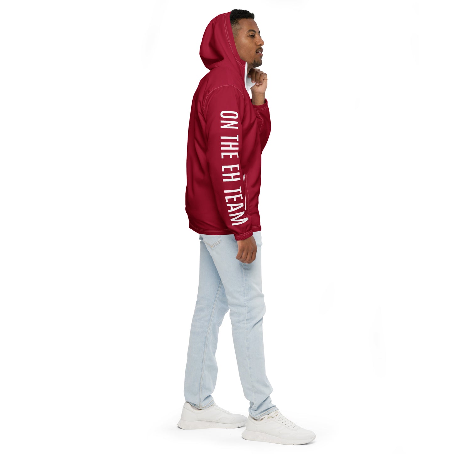 Men’s Windbreaker "ON THE EH TEAM" in Barn Red