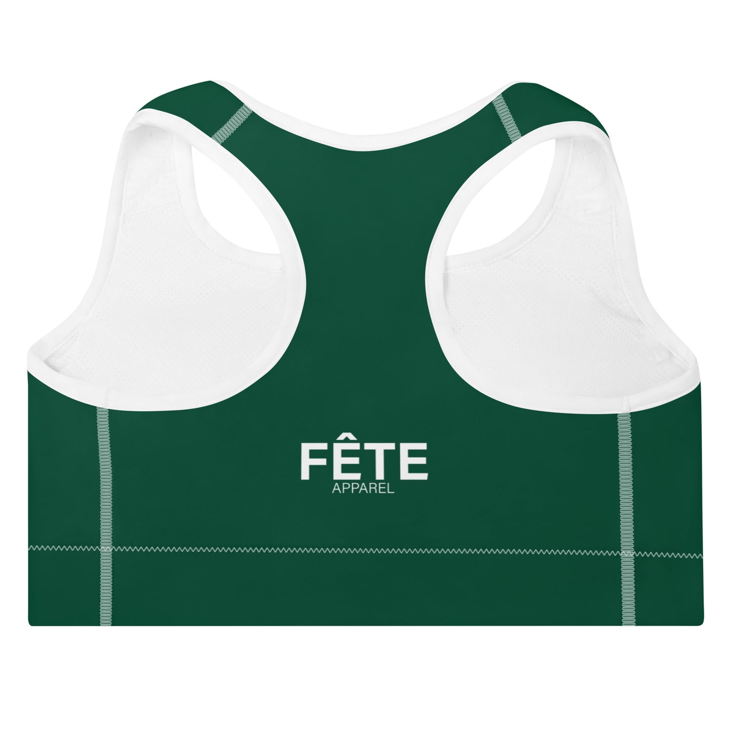 Women's Sports Bra in Racing Green & Classic White