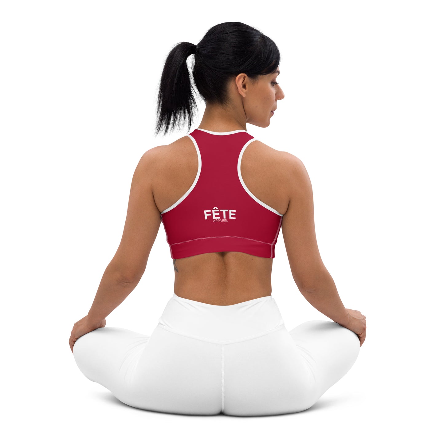 Women's Sports Bra in Barn Red & Classic White