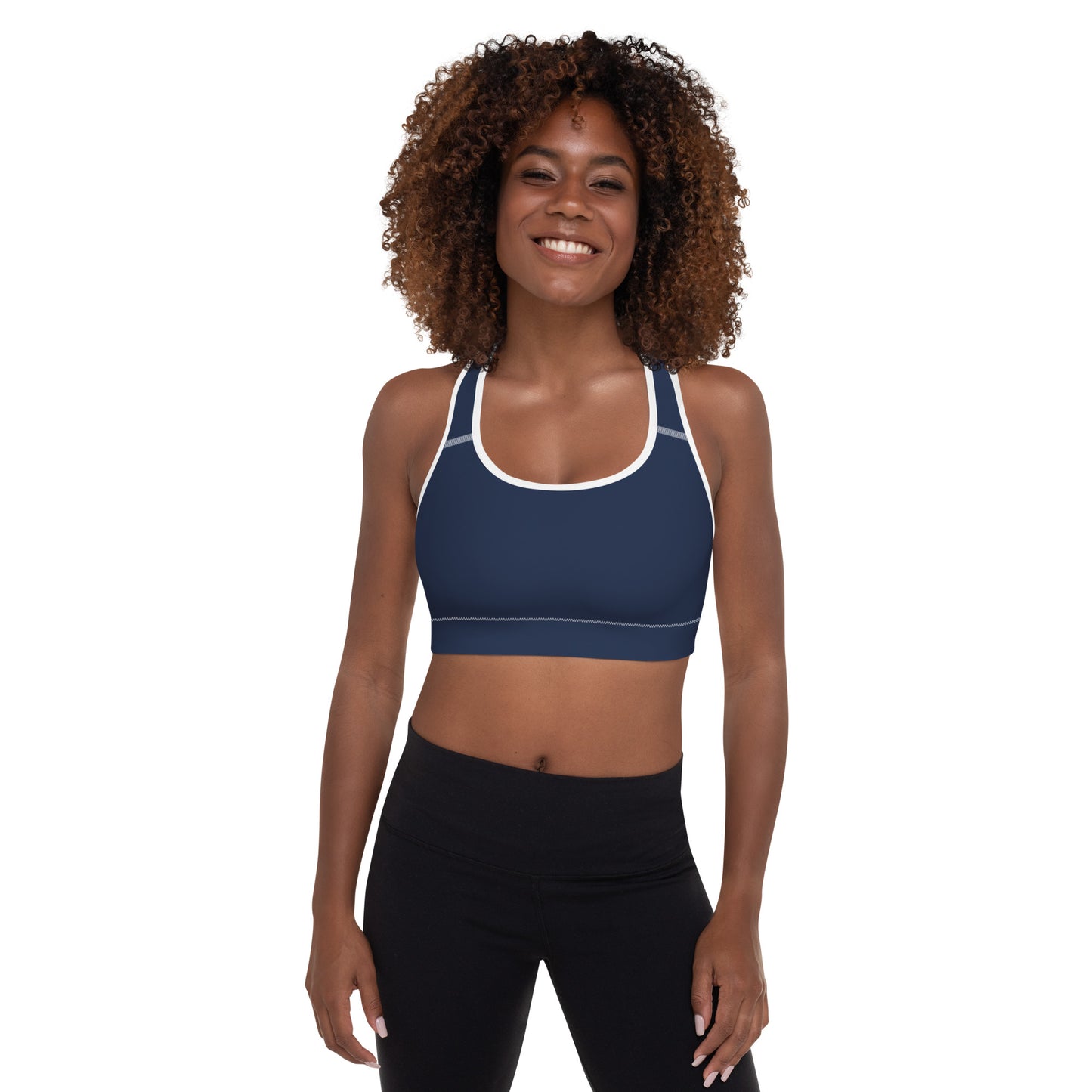 Women's Sports Bra in French Navy & Classic White