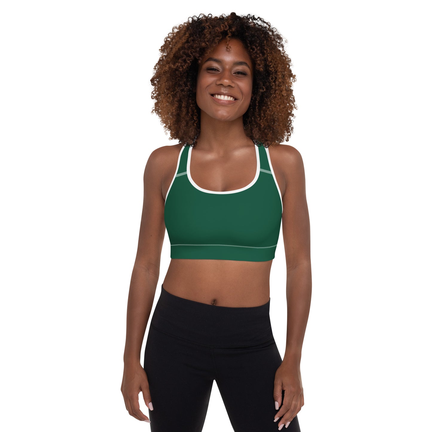 Women's Sports Bra in Racing Green & Classic White