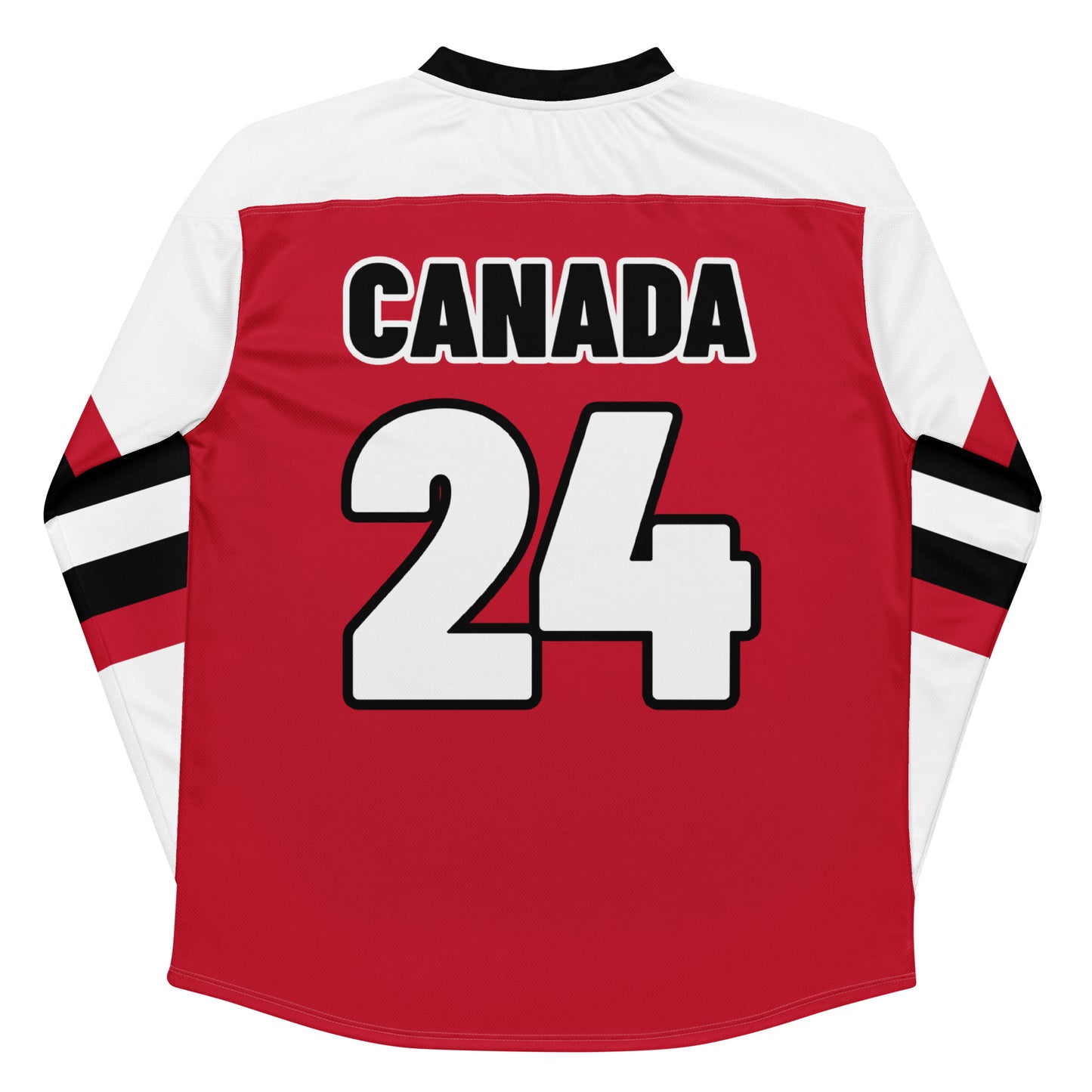 Adult Jersey Maple Leaf in Classic White & Basic Black on Canadian Red