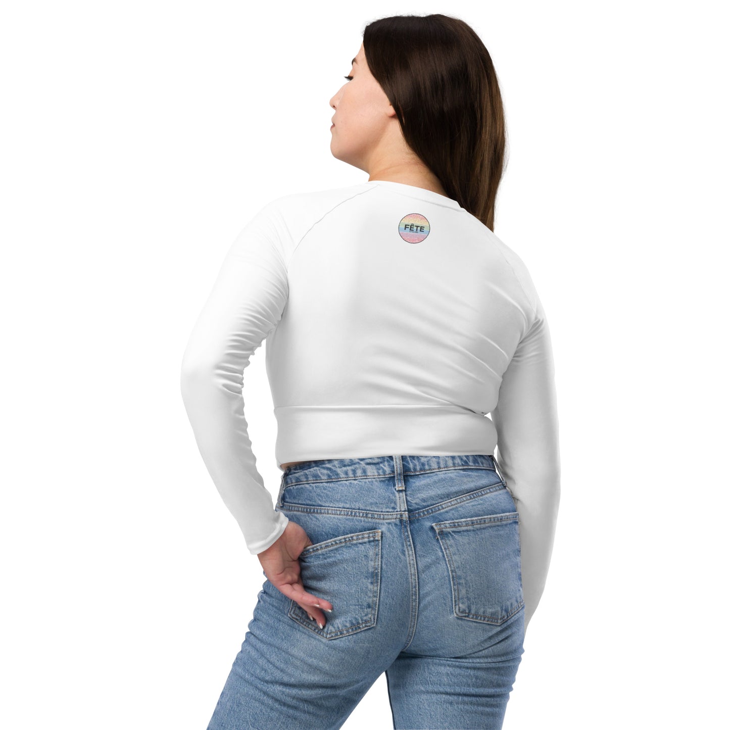 Women's Long-Sleeved Crop Top in Fun Fetti Colours