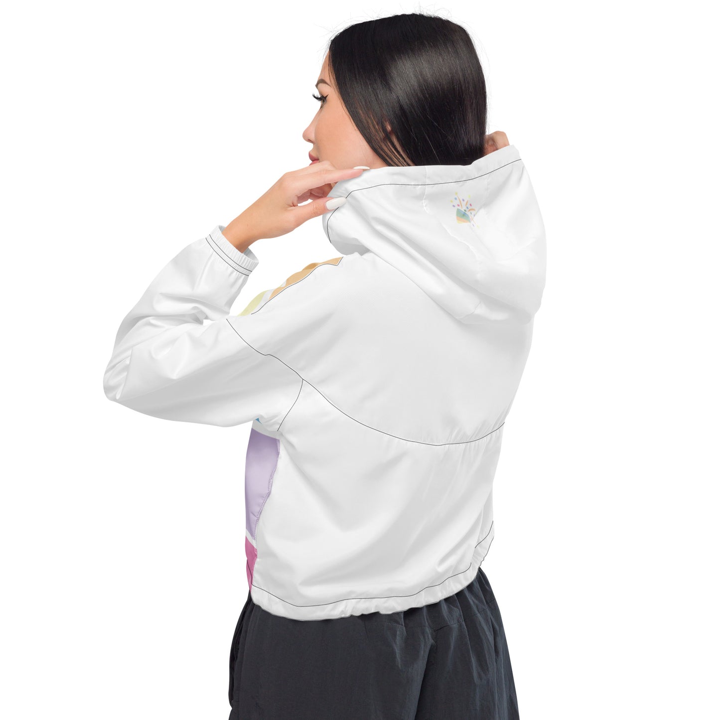 Women’s Cropped Windbreaker in Fun Fetti Colours with White or Black Trim