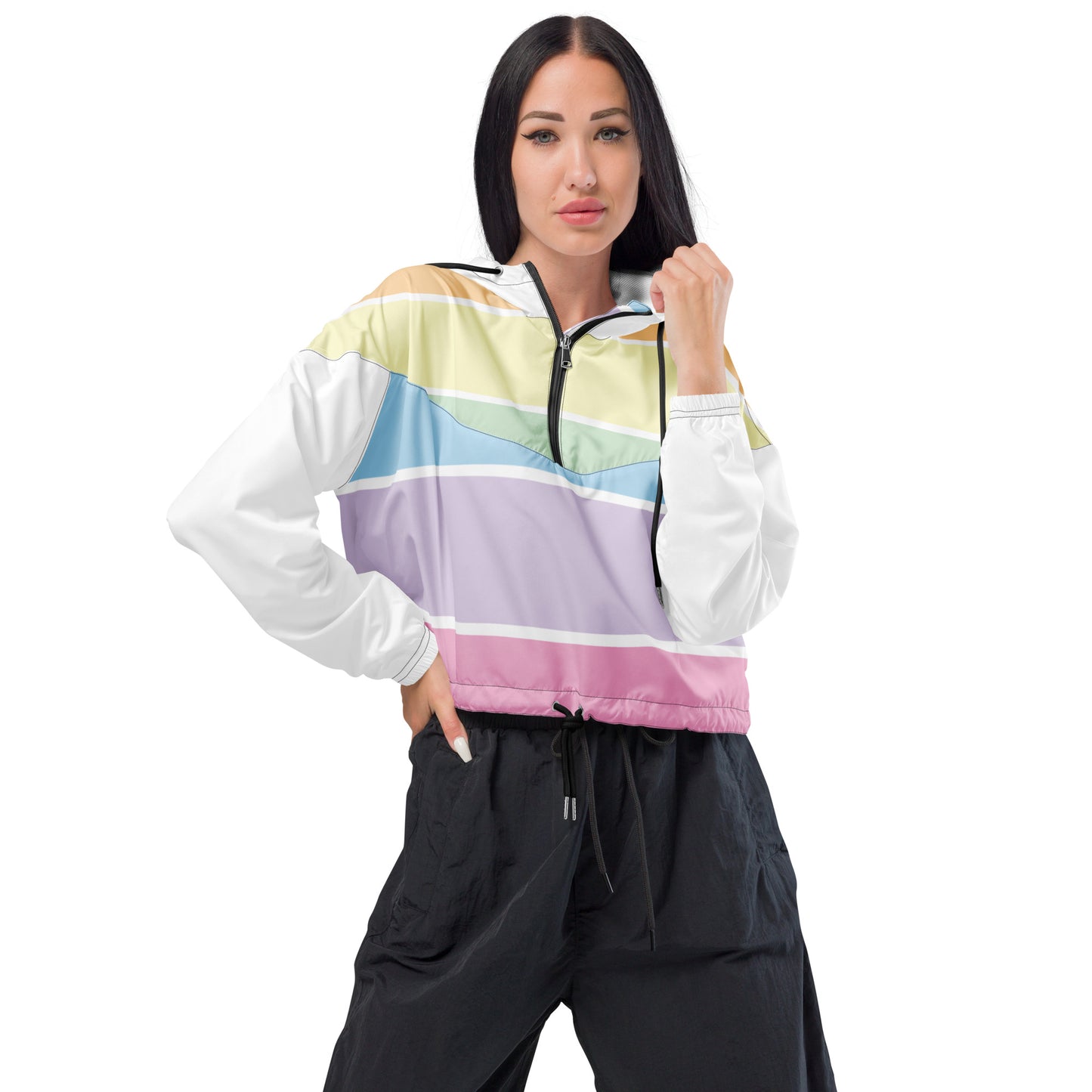 Women’s Cropped Windbreaker in Fun Fetti Colours with White or Black Trim