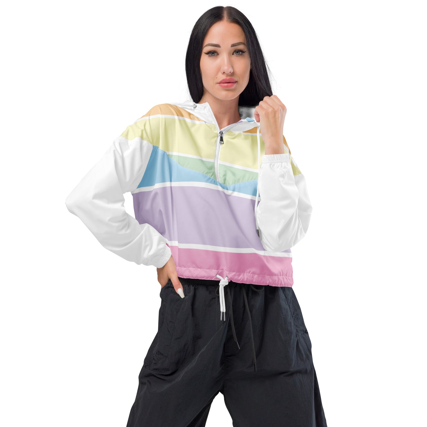 Women’s Cropped Windbreaker in Fun Fetti Colours with White or Black Trim