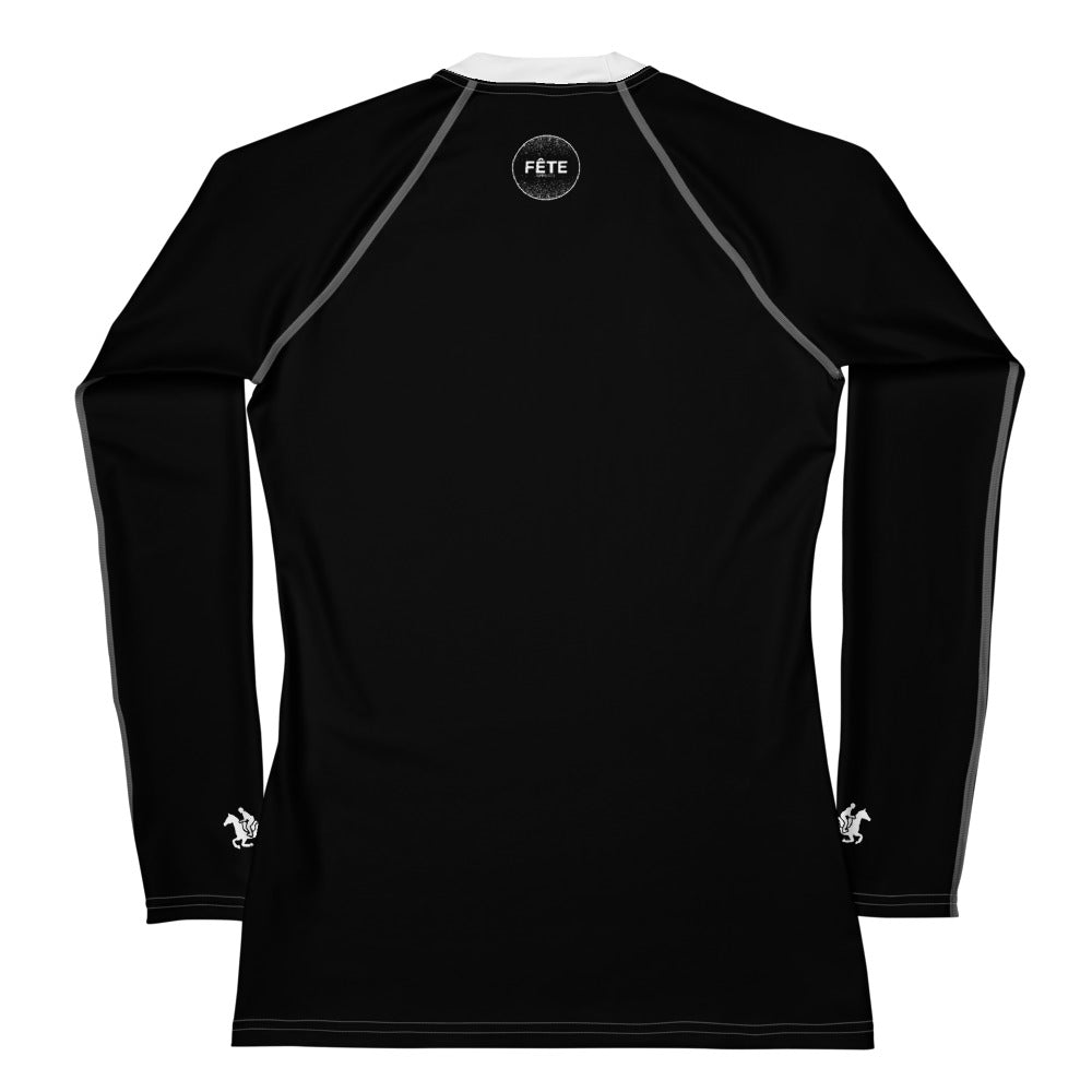 Women's Long-Sleeved Sun Shirt "RIDE OR DIE" in Classic White & Basic Black