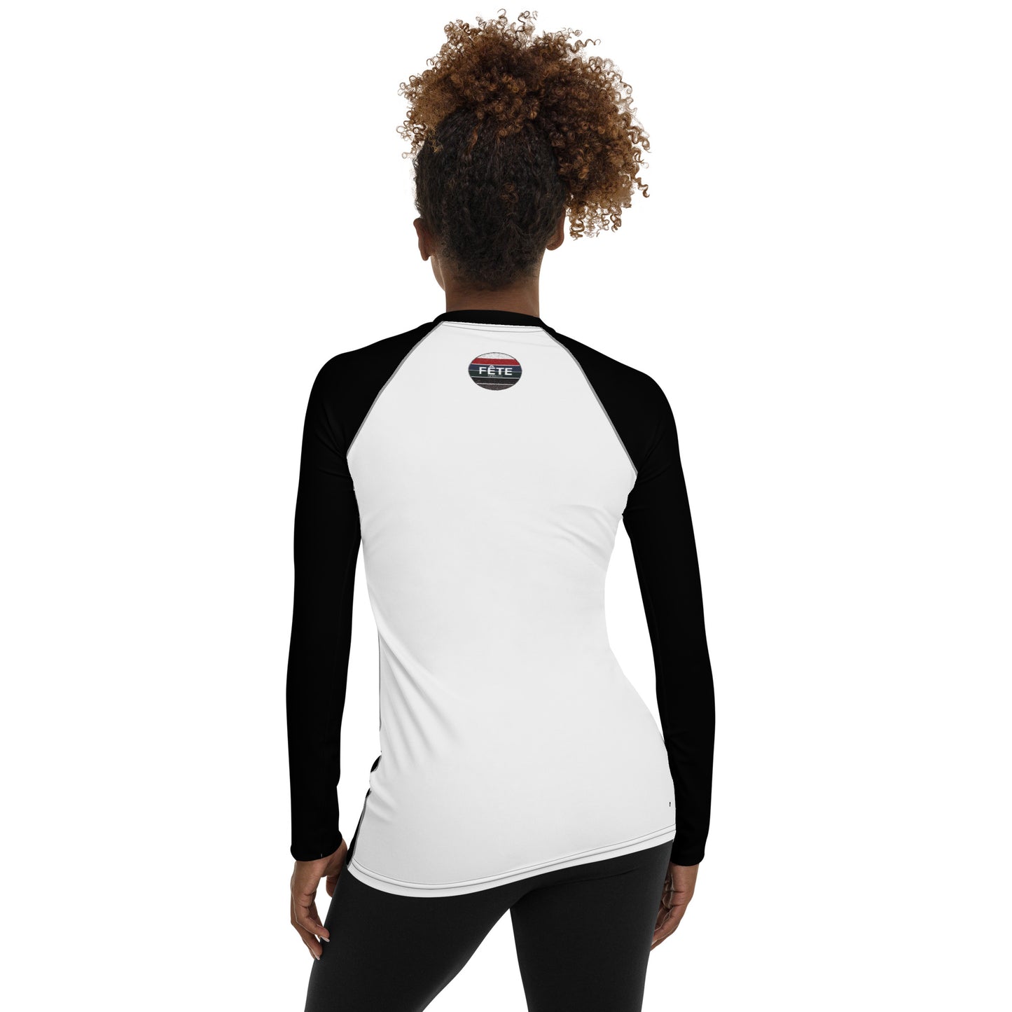 Women's Long-Sleeved Sun Shirt "INSIDE LEG TO OUTSIDE REIN" in Basic Black & Classic White