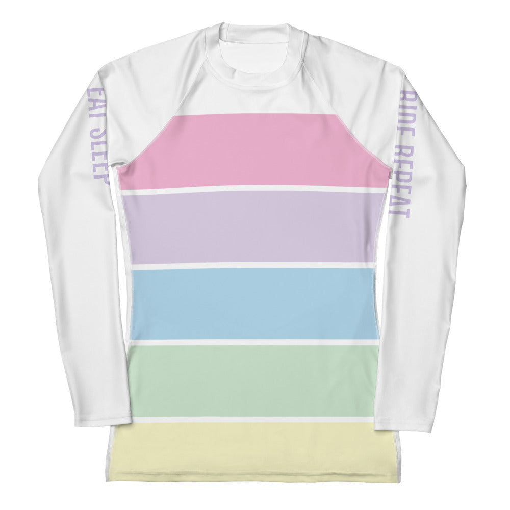 Women's Long-Sleeved Sun Shirt "EAT SLEEP RIDE REPEAT" in Fun Fetti Colours