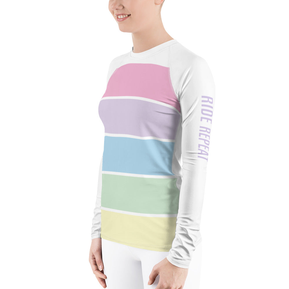 Women's Long-Sleeved Sun Shirt "EAT SLEEP RIDE REPEAT" in Fun Fetti Colours