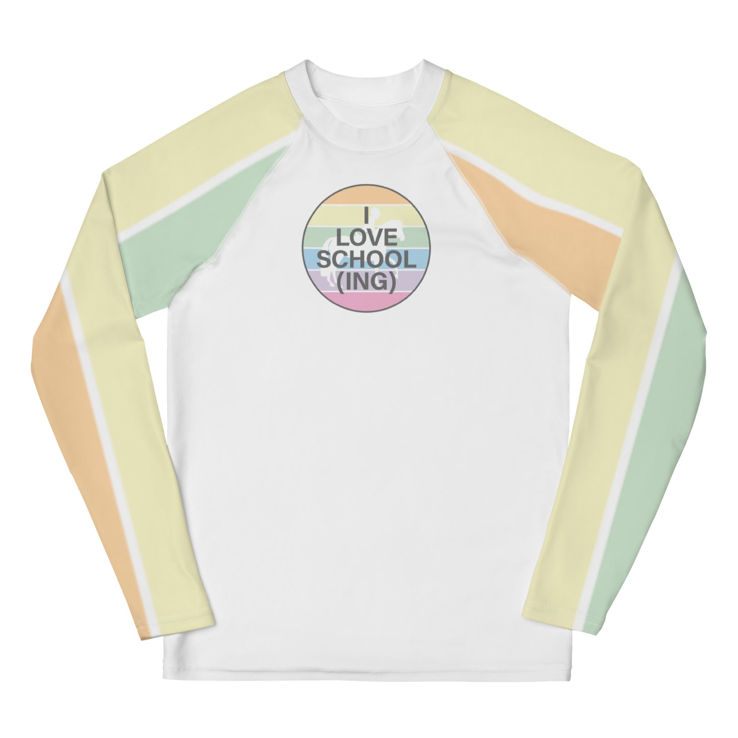 Youth Long-Sleeved Sun Shirt "I LOVE SCHOOLING" in Frozen Lemonade, Peach Creamsicle & Sour Apple