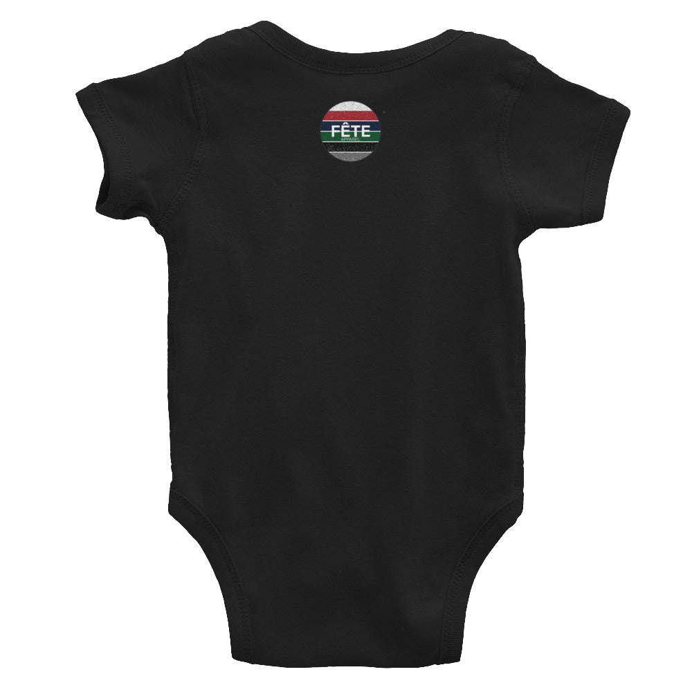 Infant Onesie "RAISED IN A BARN" Embroidered in Storm Grey on Basic Black, Heather Grey or Classic White