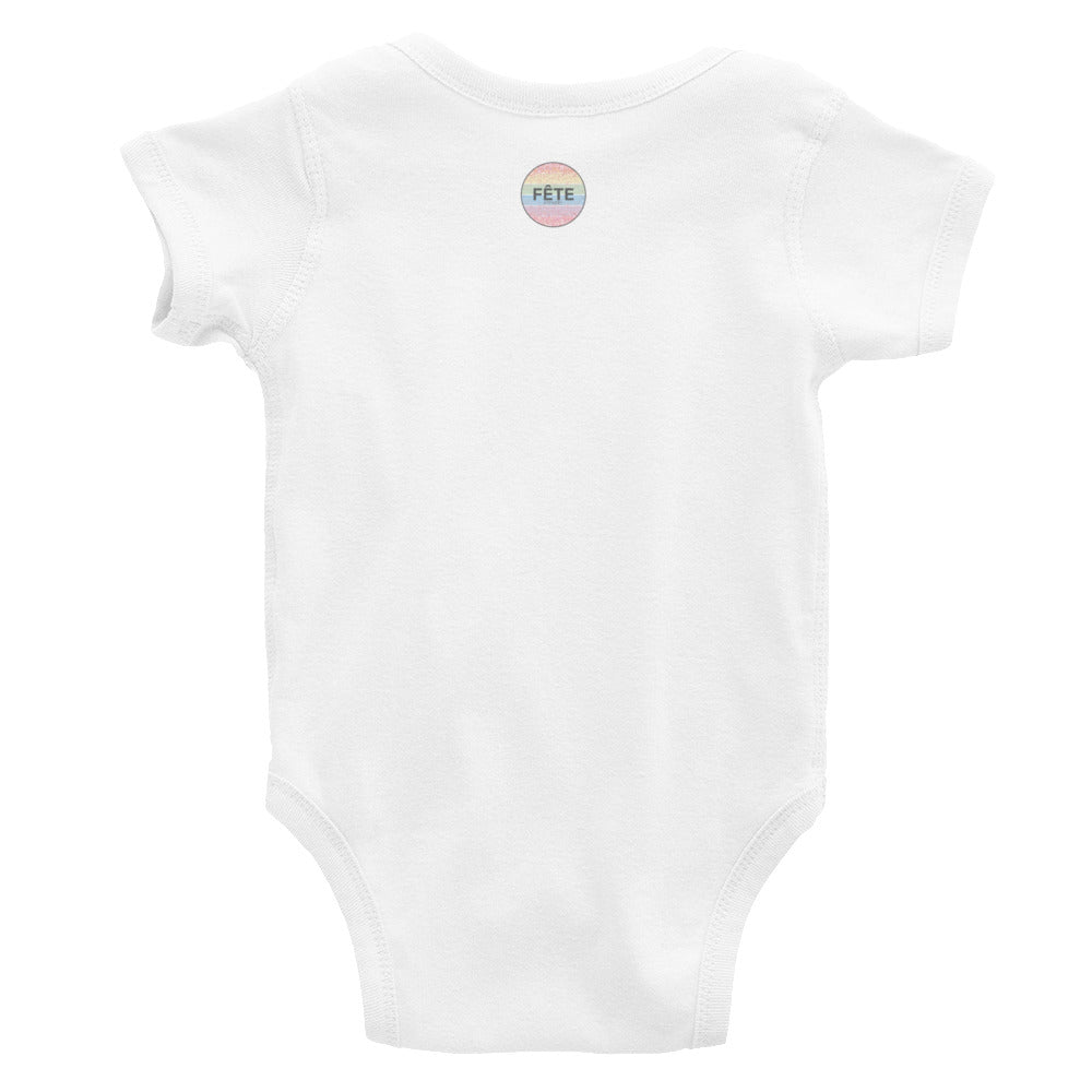 Infant Onesie "BORN TO RIDE" Embroidered in Storm Grey on Pink, Heather Grey or Classic White