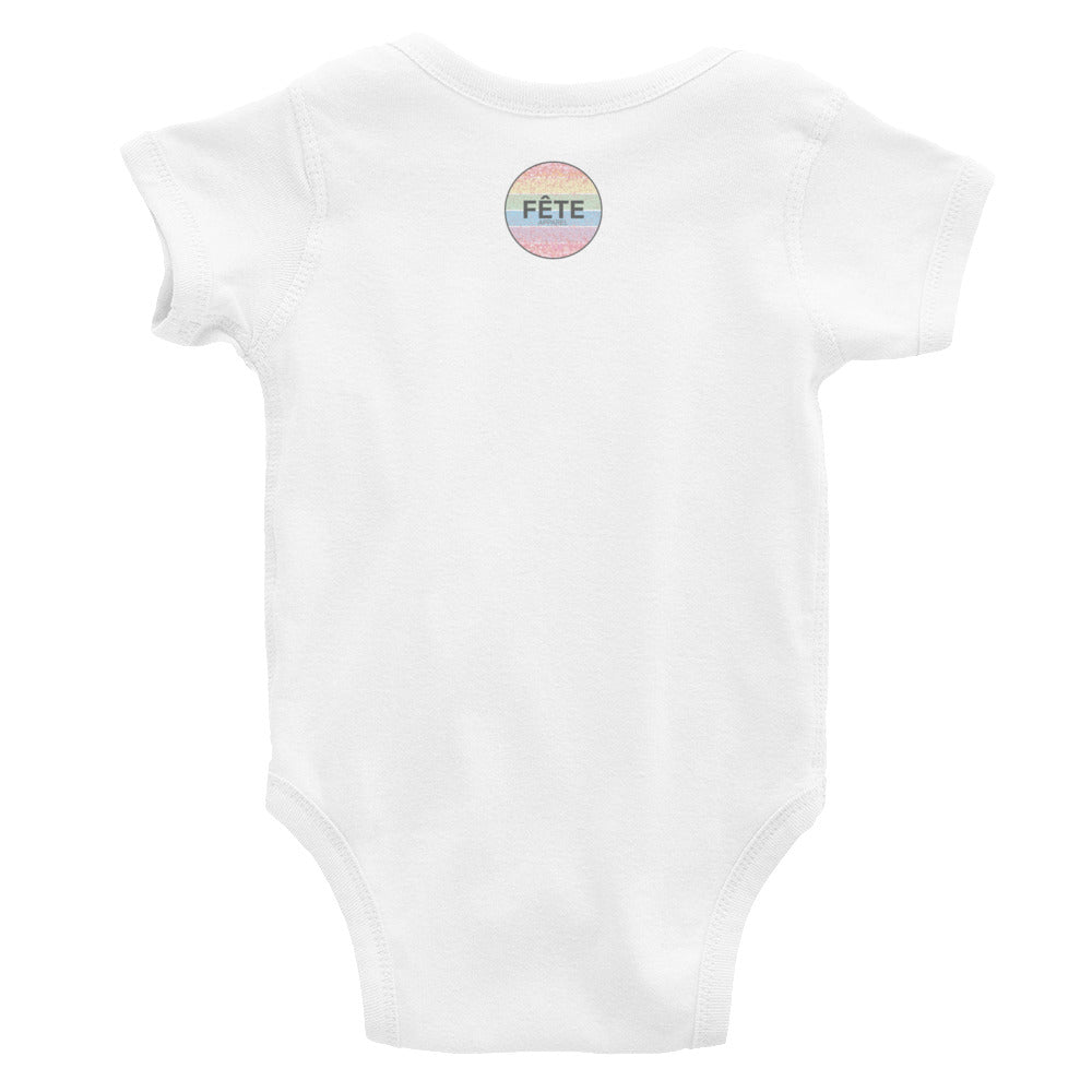 Infant Onesie "BORN TO RIDE" in Classic White, Heather Grey or Pink
