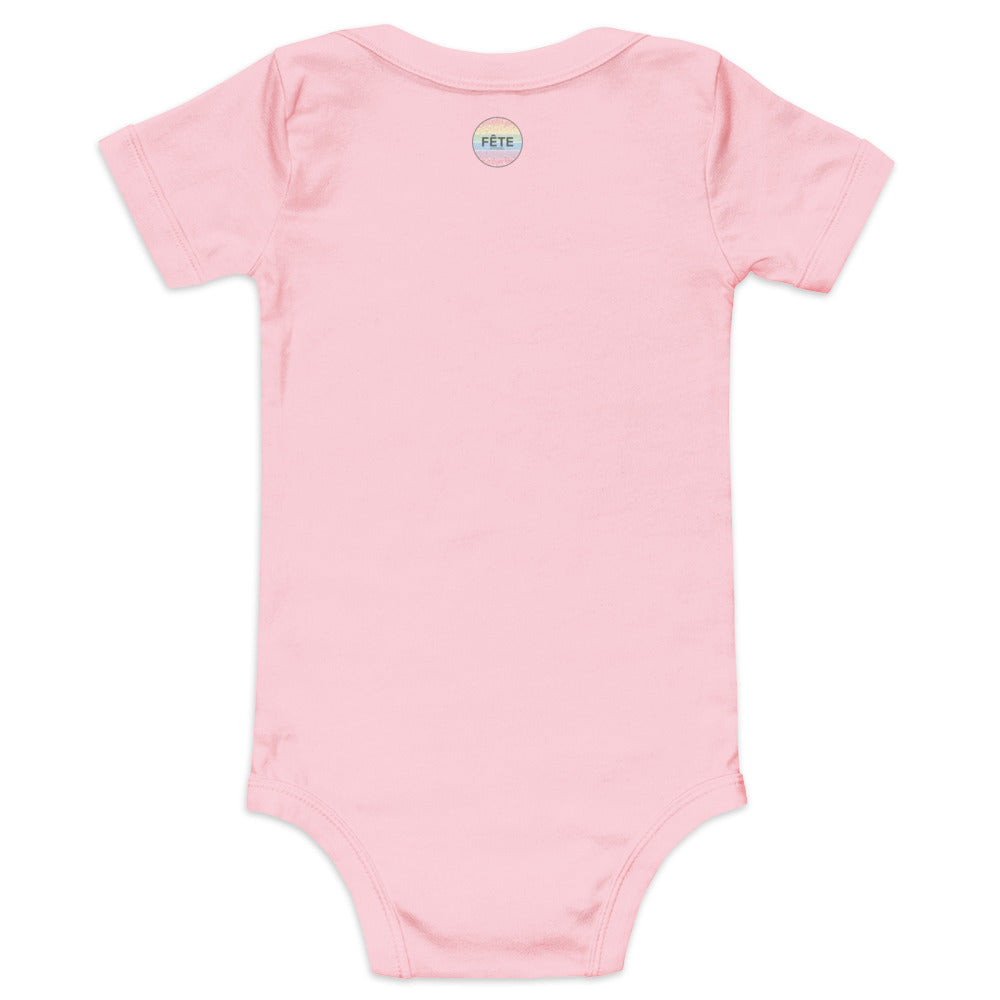 Infant Onesie "SOLACE STABLES" Embroidered in Storm Grey on Classic White, Pink, or Blue
