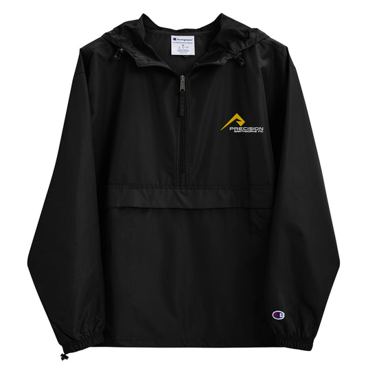 Adult Jacket "PRECISION EARTHWORKS INC" Embroidered in Classic White & Gold on Basic Black