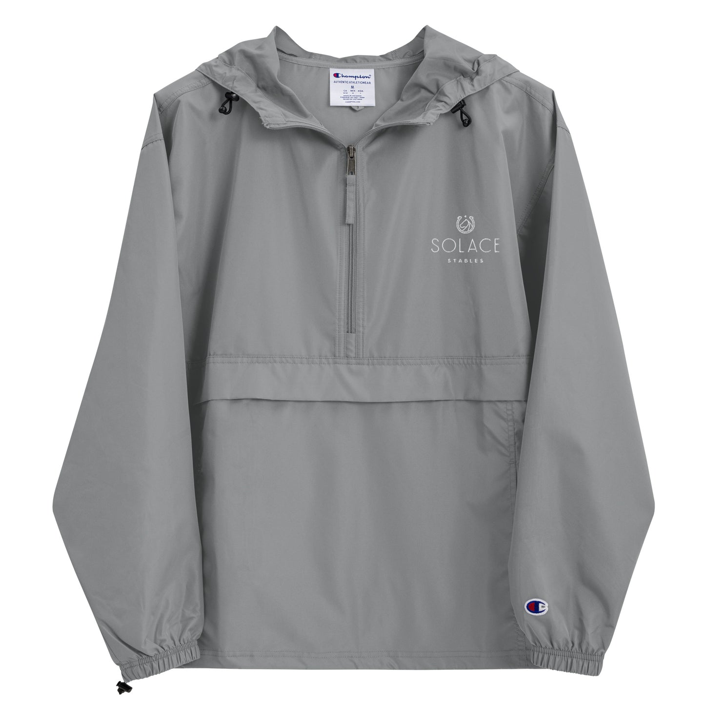 Adult Jacket "SOLACE STABLES" Embroidered in Classic White on Basic Black, French Navy or Light Grey