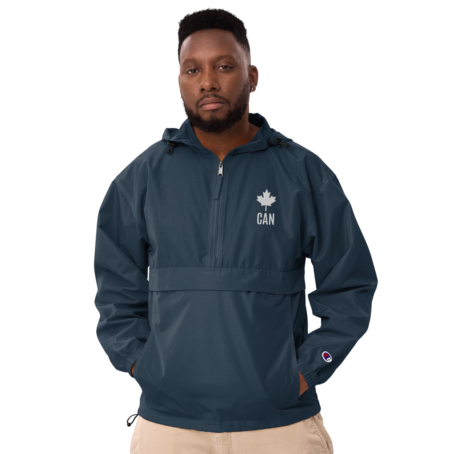 Adult Jacket "CAN" Maple Leaf Embroidered in Classic White on Basic Black, French Navy or Light Grey