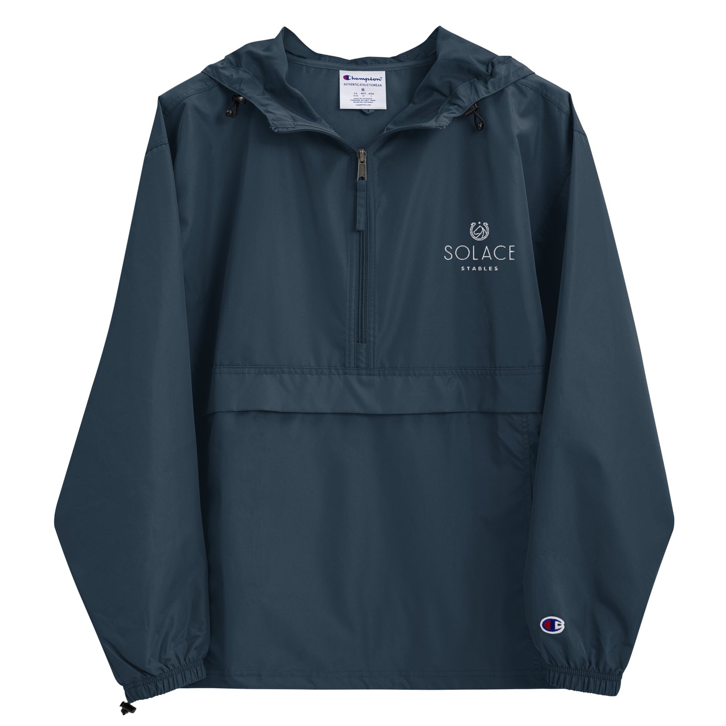 Adult Jacket "SOLACE STABLES" Embroidered in Classic White on Basic Black, French Navy or Light Grey