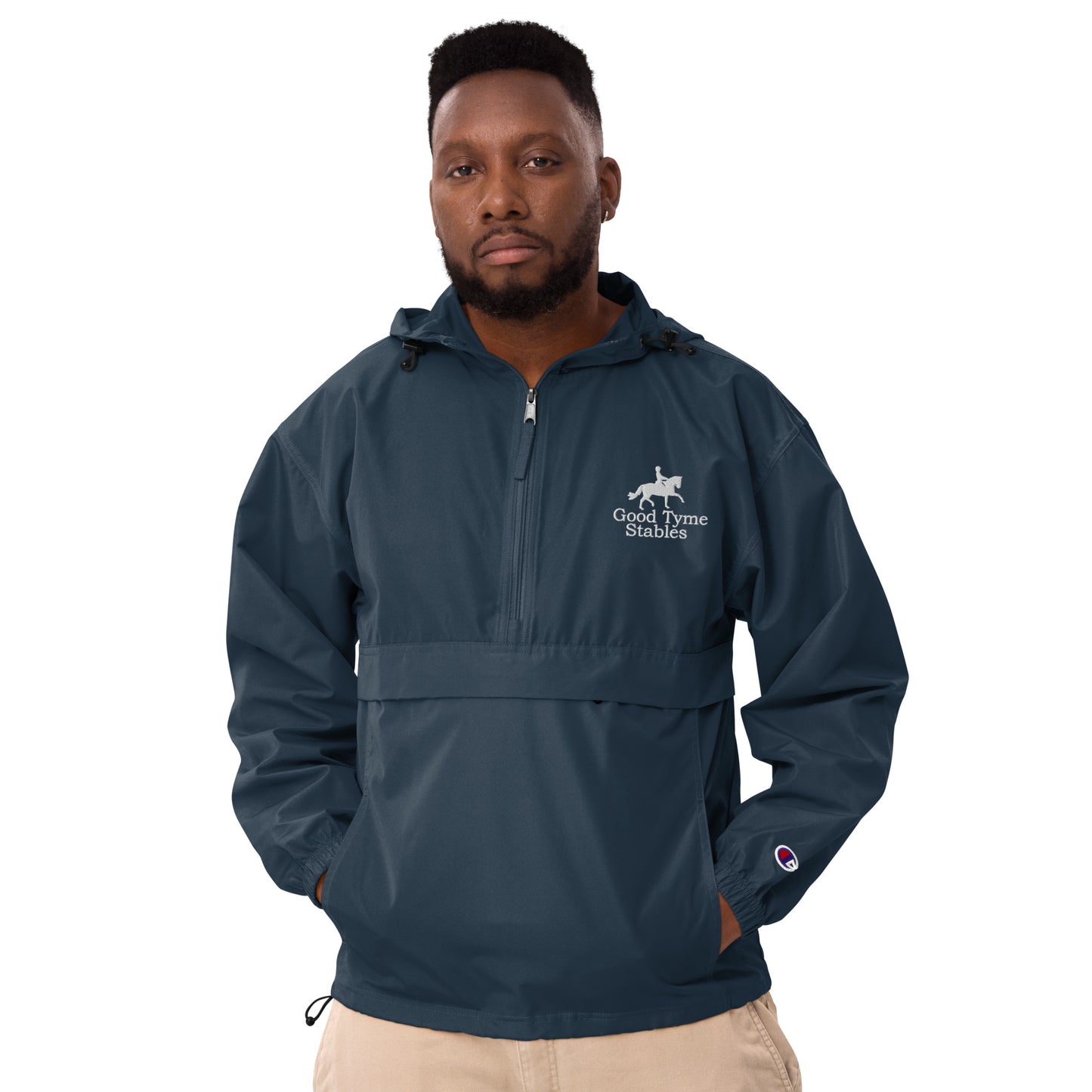 Adult Jacket "GOOD TYME STABLES" Embroidered in Classic White on Basic Black, French Navy or Light Grey