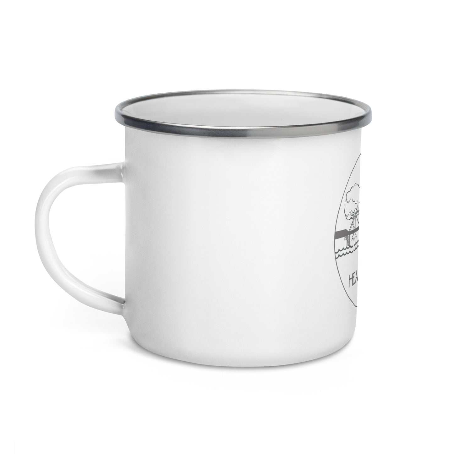 Enamel Mug "HEADINGLEY, MB" in Storm Grey on Classic White