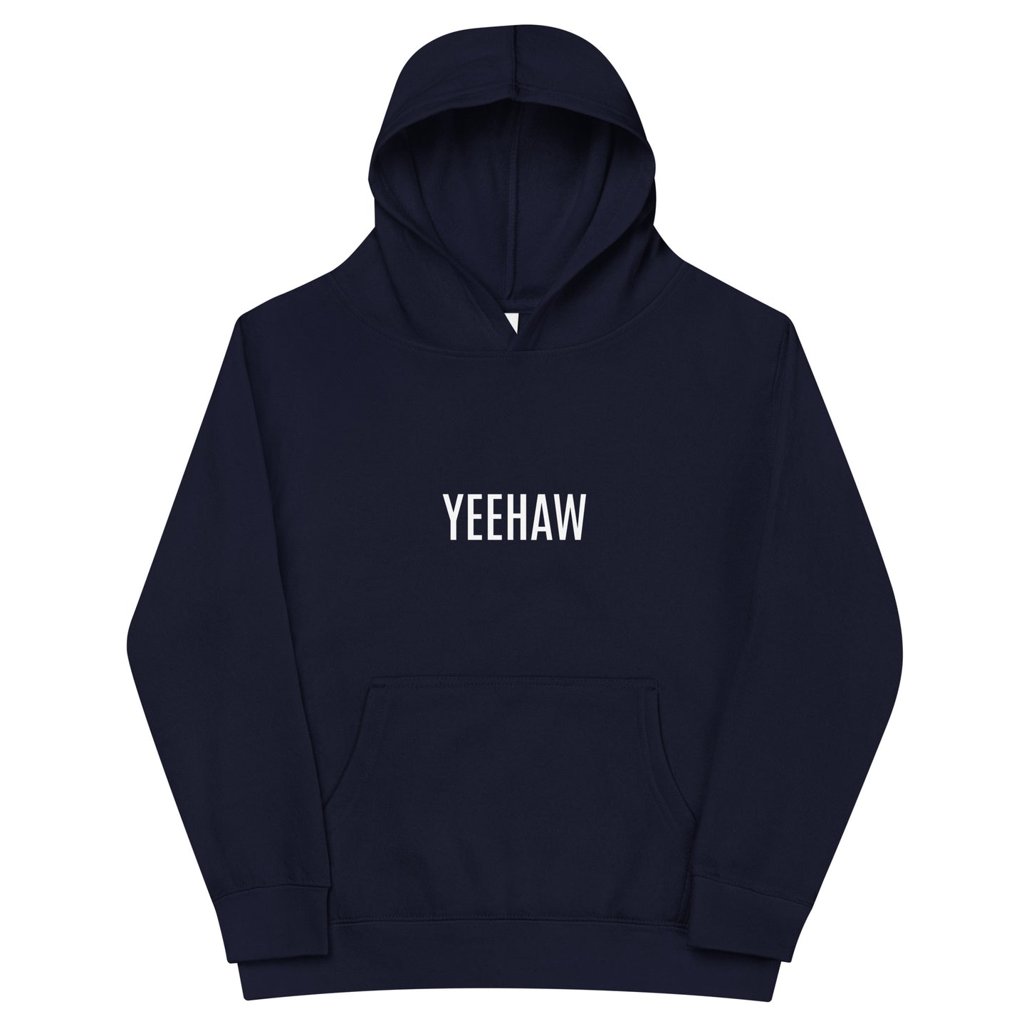 Children's Fleece Hoodie "YEEHAW" in Classic White on Basic Black or French Navy