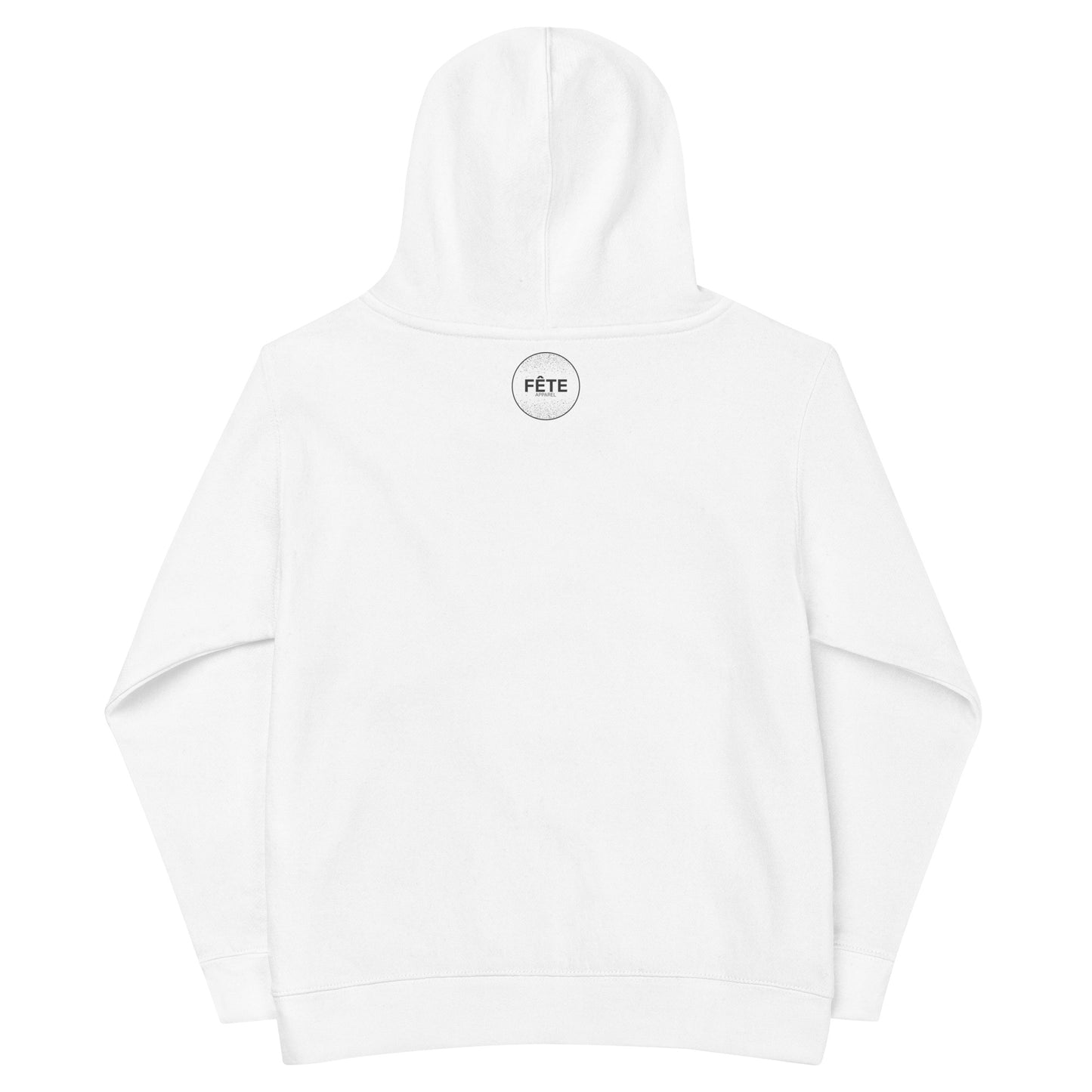 Children's Fleece Hoodie "DEER POINTE PARK" Embroidered in Basic Black & Old Gold on Classic White