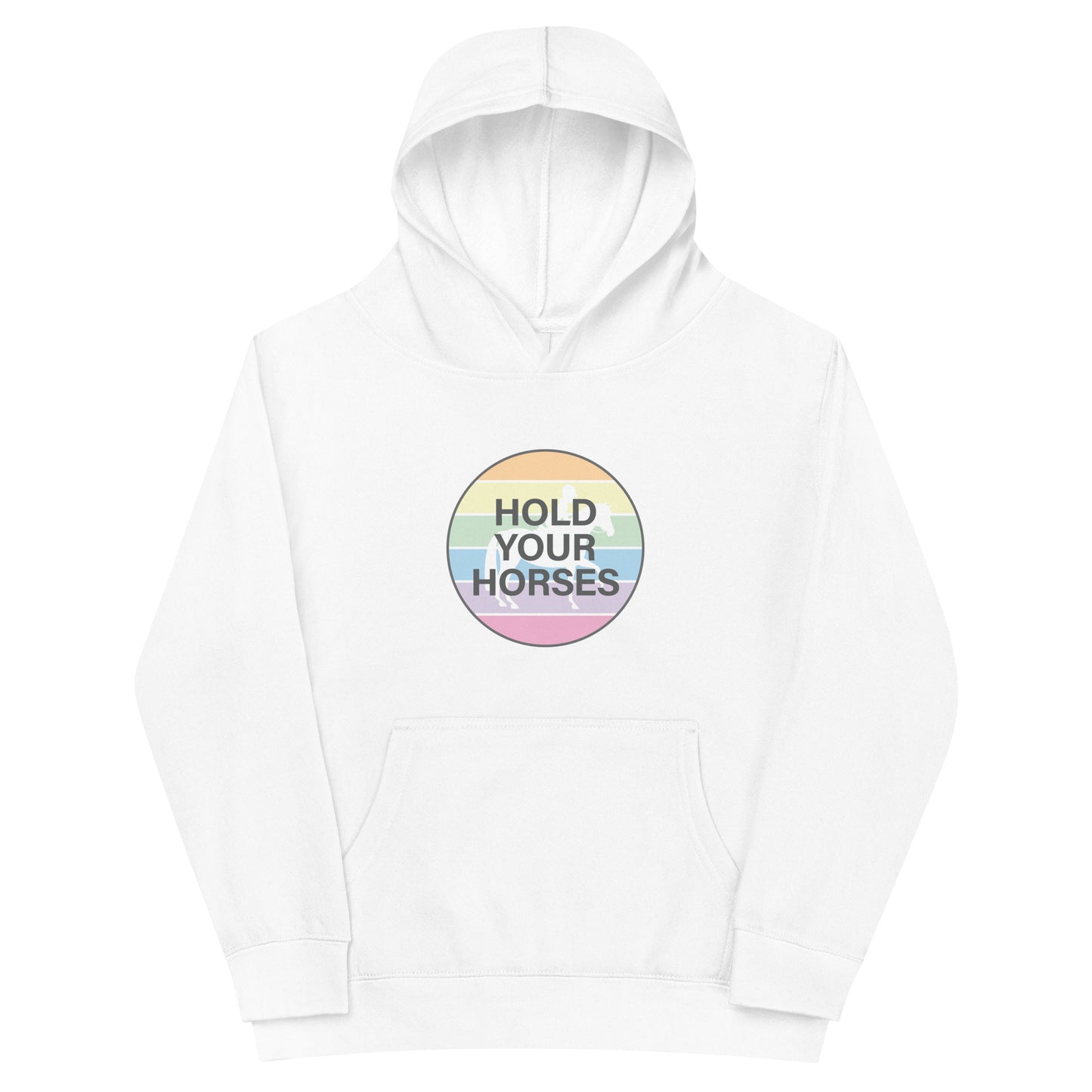 Children's Fleece Hoodie "HOLD YOUR HORSES" in Classic White or Heather Grey