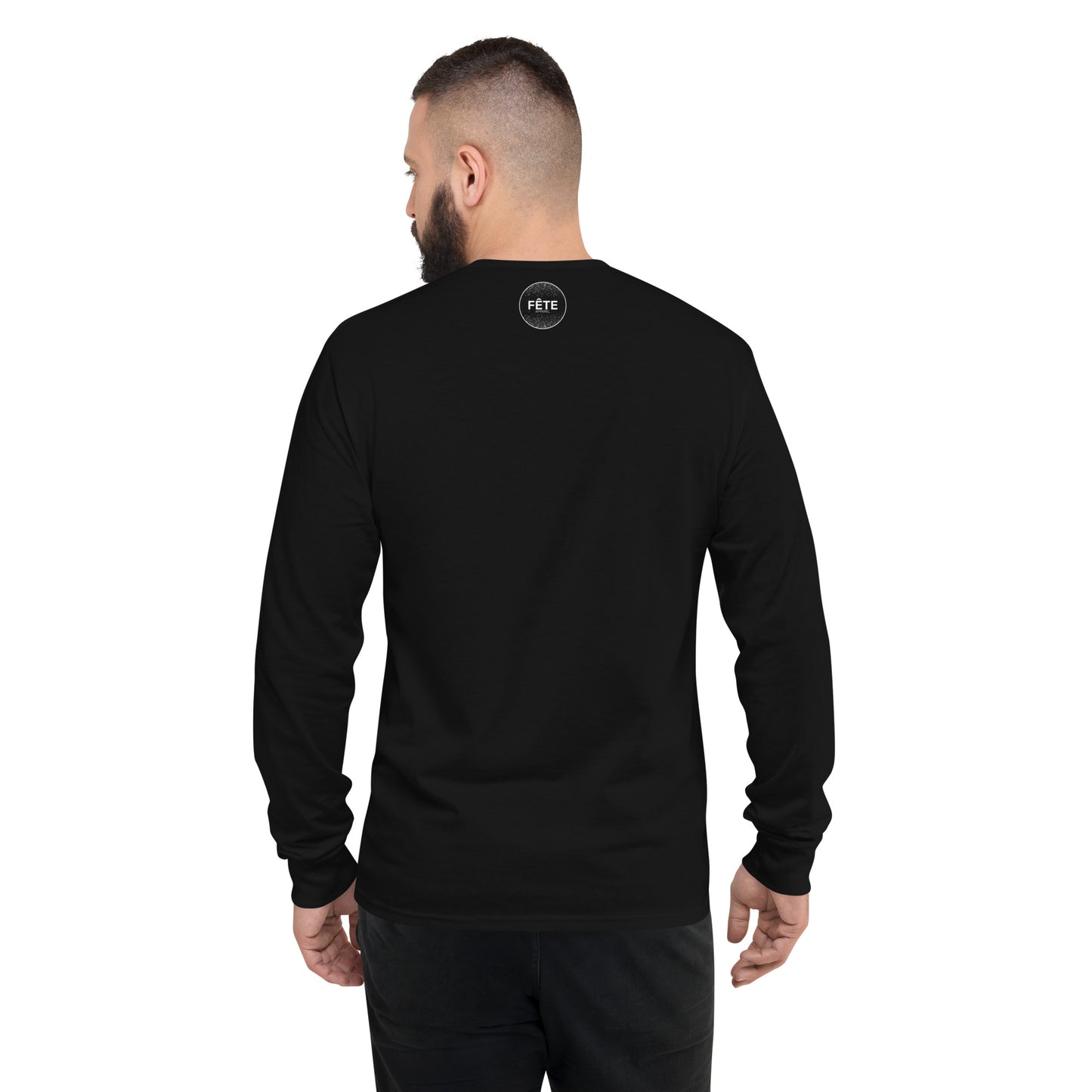 Men's Long-Sleeved Shirt "HORIZON EQUESTRIAN" Embroidered in Classic White on Basic Black