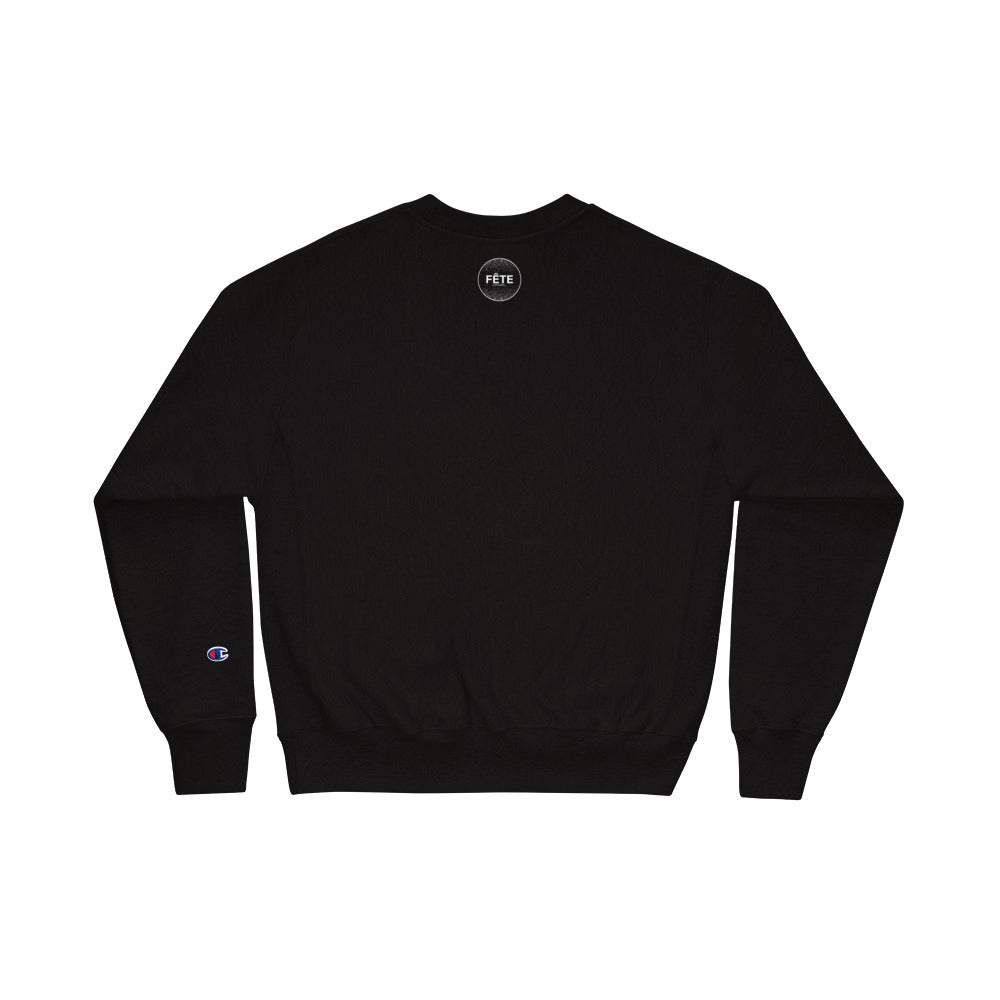 Men's Sweatshirt "FETE" Embroidered in Classic White on Basic Black
