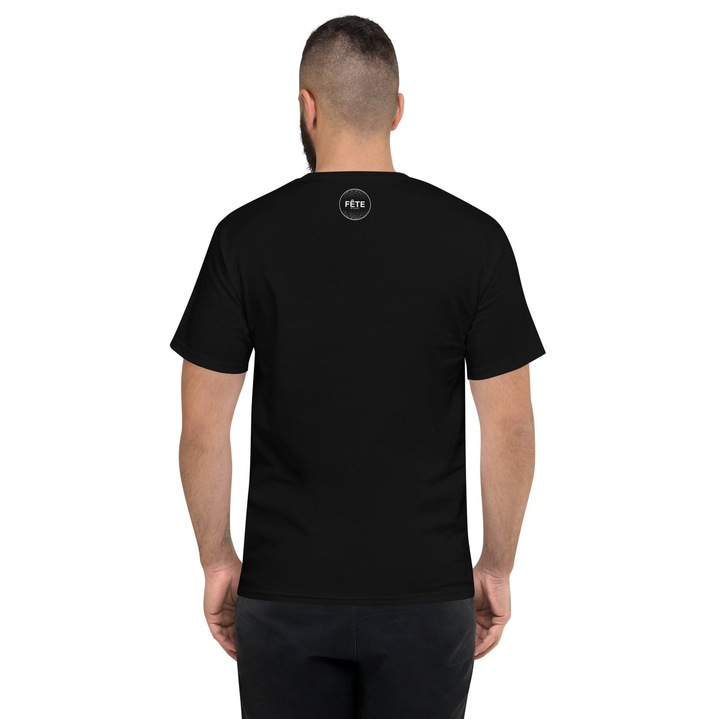 Men's T-Shirt "SOLACE STABLES" Embroidered in Classic White on Basic Black