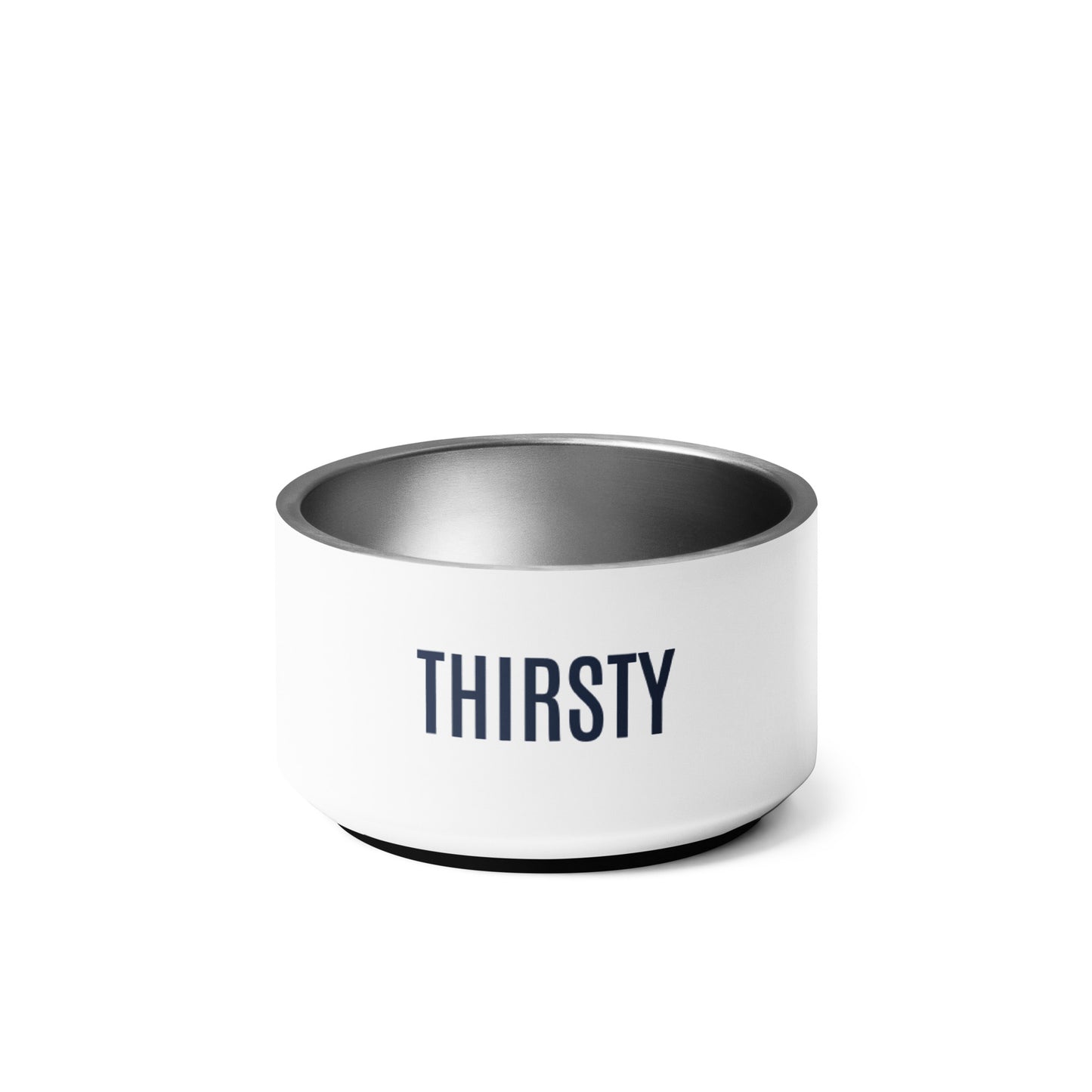 Pet Bowl "THIRSTY" in Classic White & French Navy