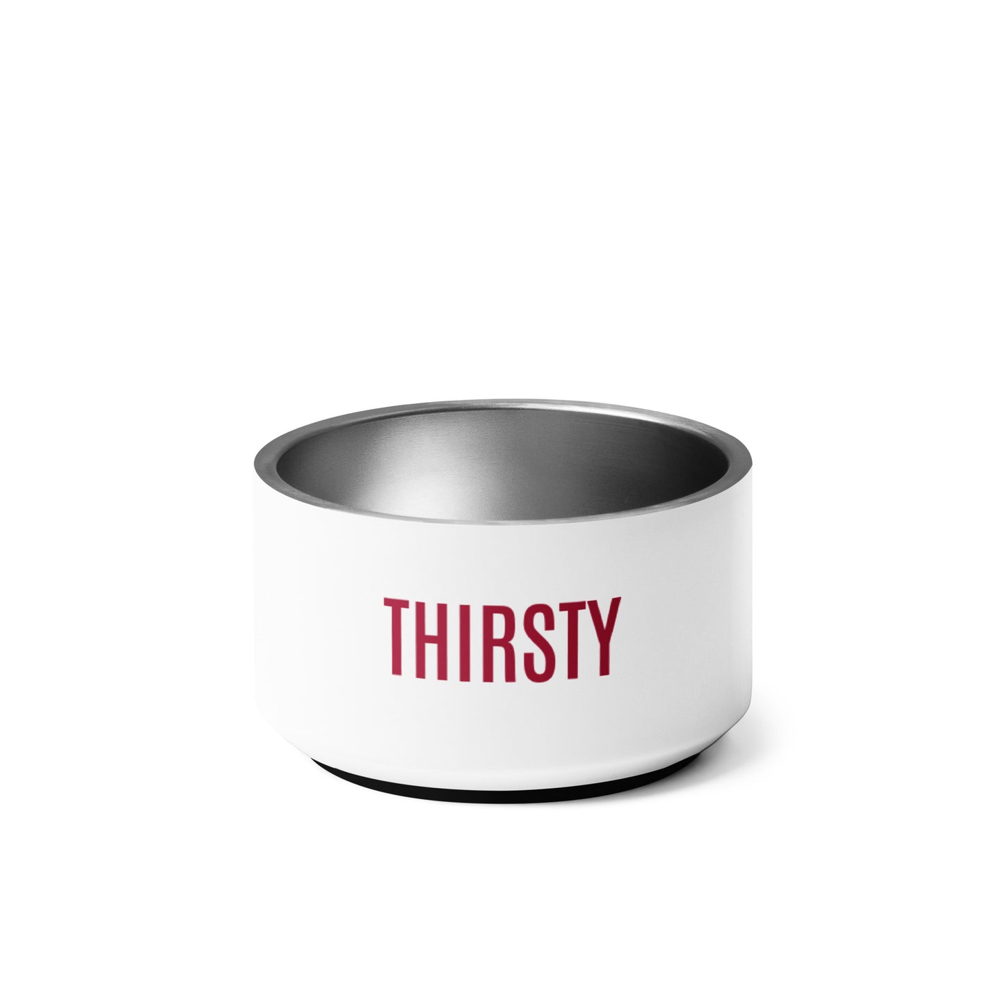 Pet Bowl "THIRSTY" in Classic White & Barn Red