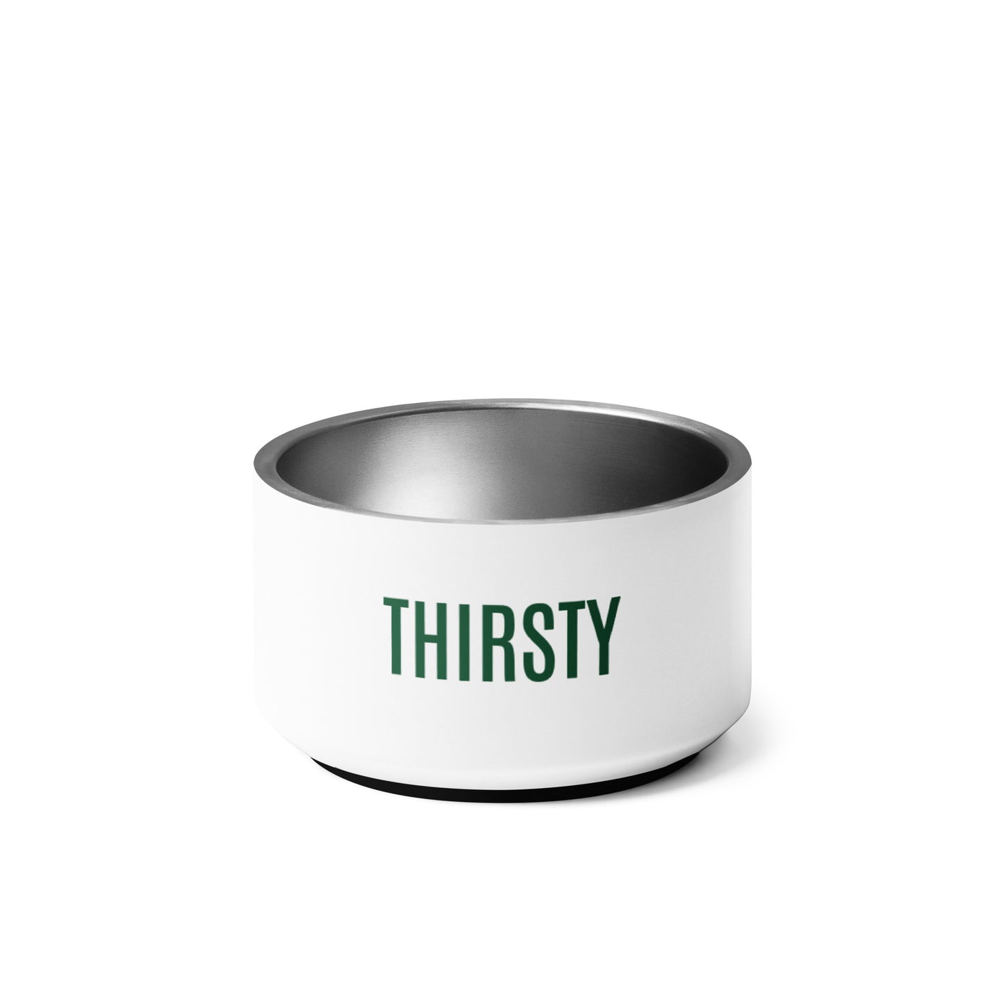 Pet Bowl "THIRSTY" in Classic White & Racing Green