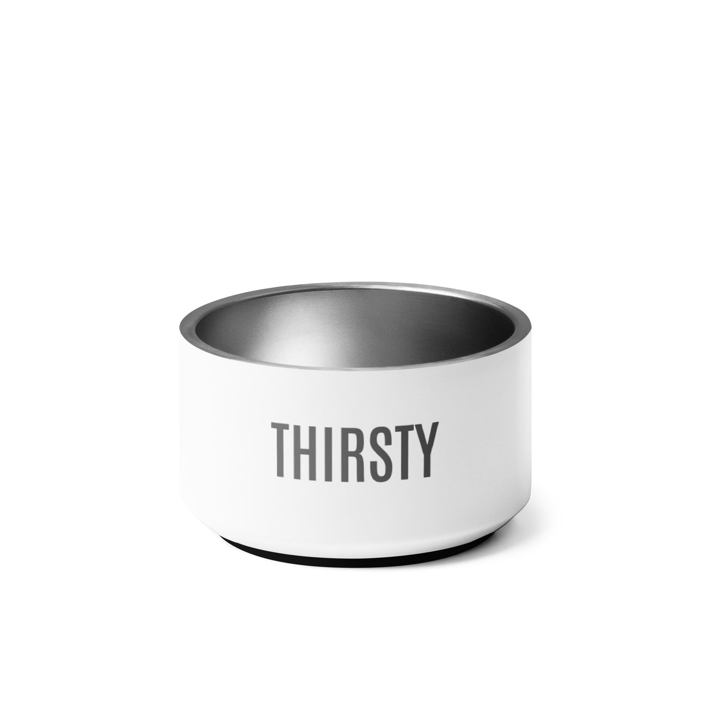 Pet Bowl "THIRSTY" in Classic White & Storm Grey