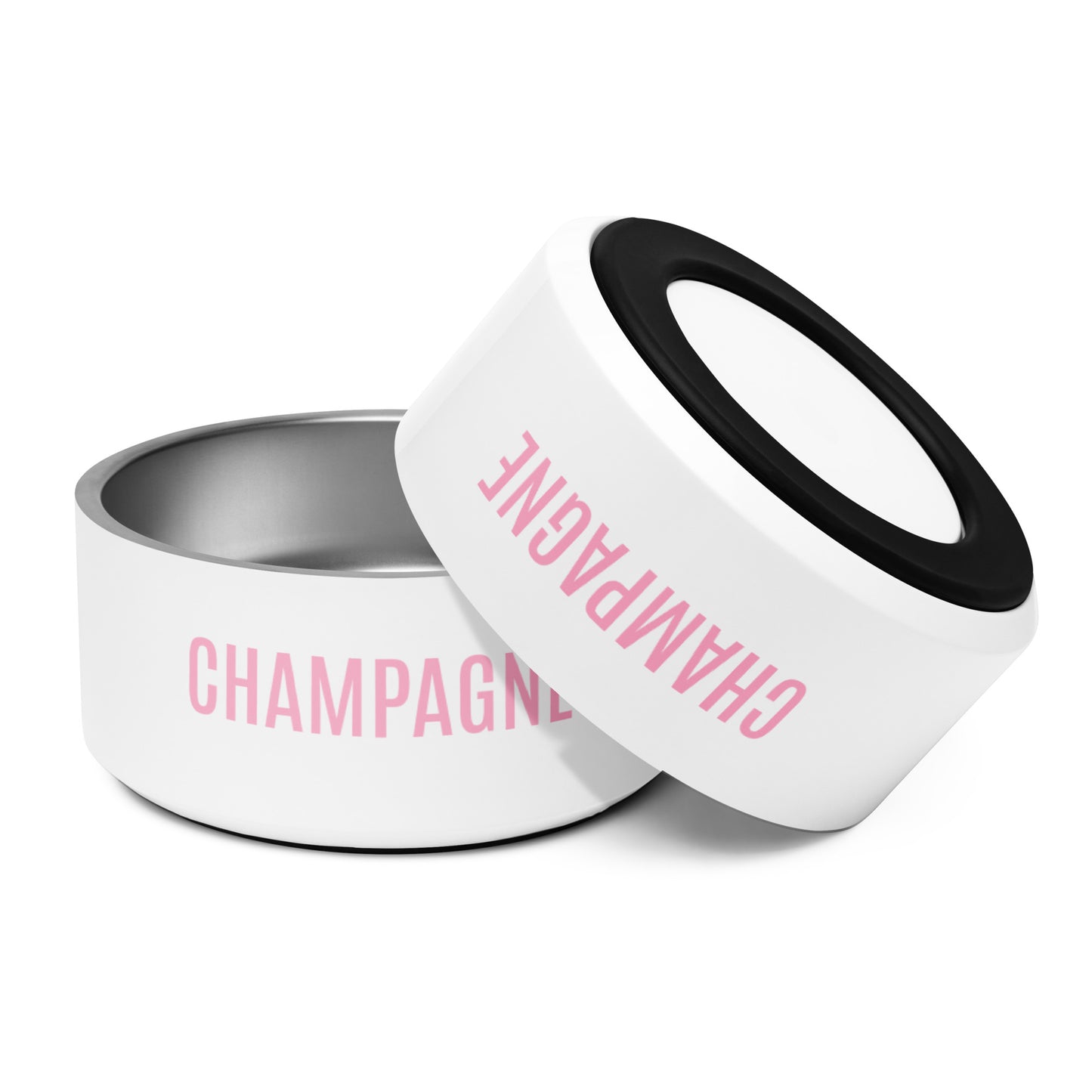 Pet Bowl "CHAMPAGNE" in Classic White & Cotton Candy