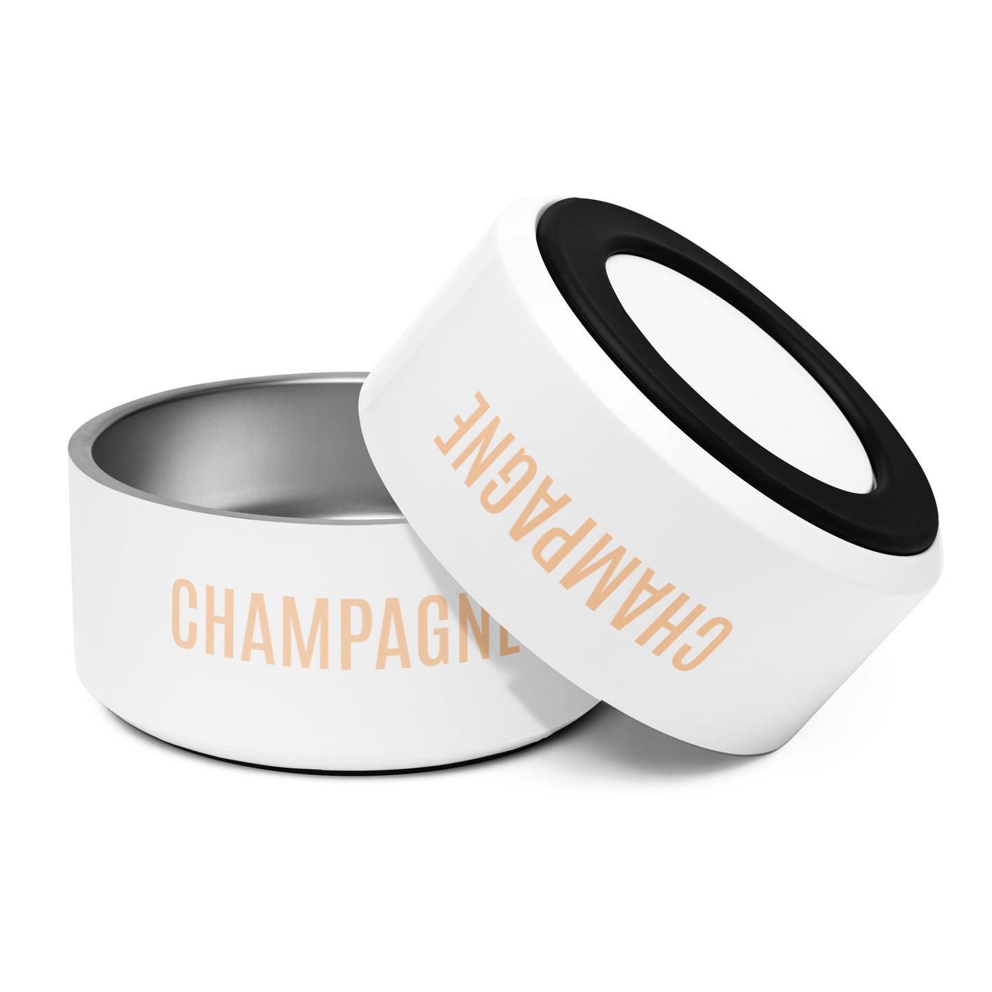 Pet Bowl "CHAMPAGNE" Pet Bowl in Classic White & Peach Creamsicle