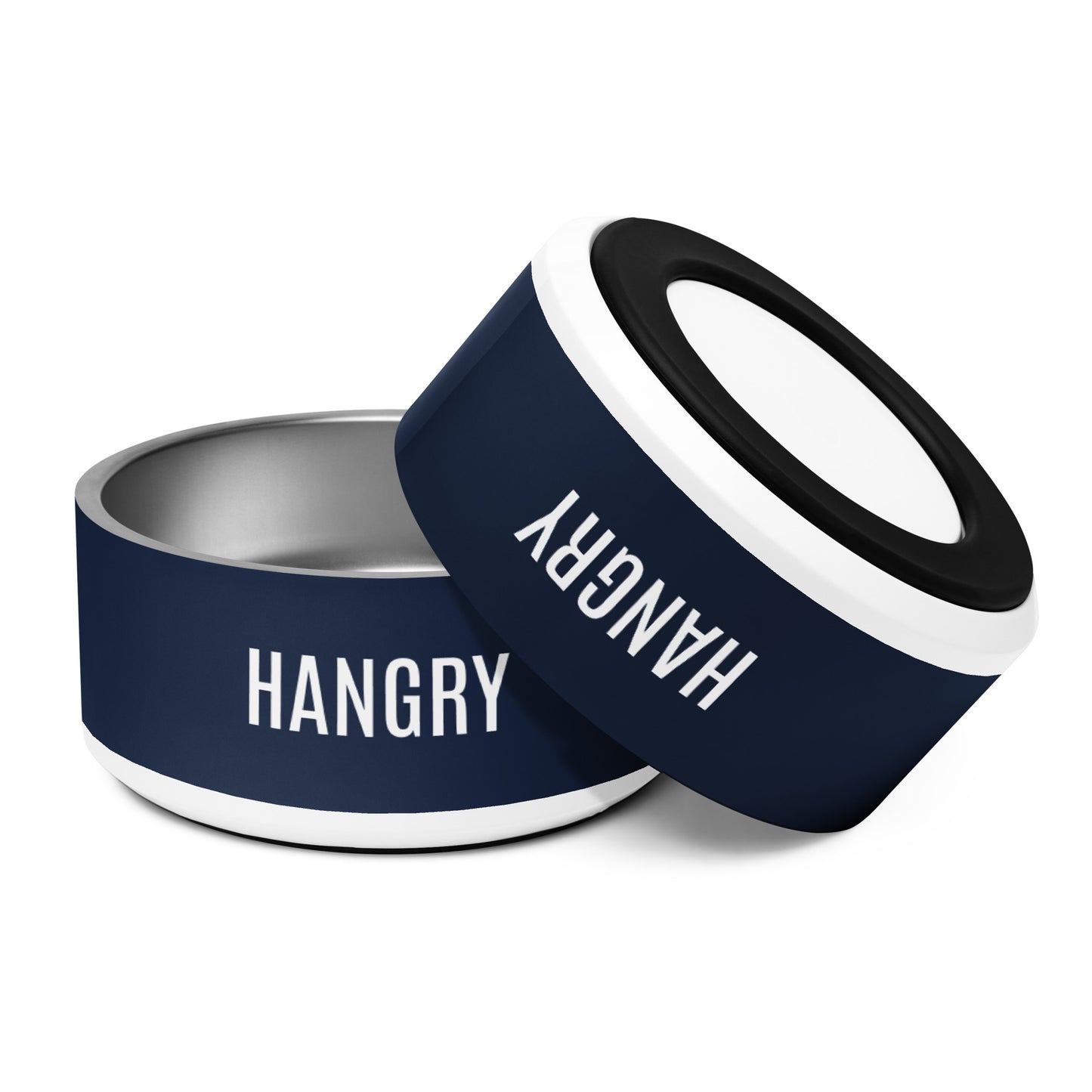 Pet Bowl "HANGRY" in French Navy