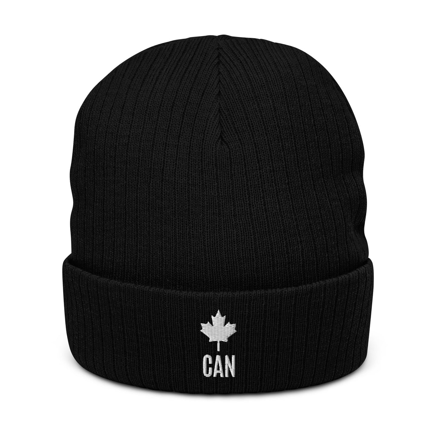 Beanie "CAN" Maple Leaf Embroidered in Classic White on Basic Black, French Navy or Light Grey