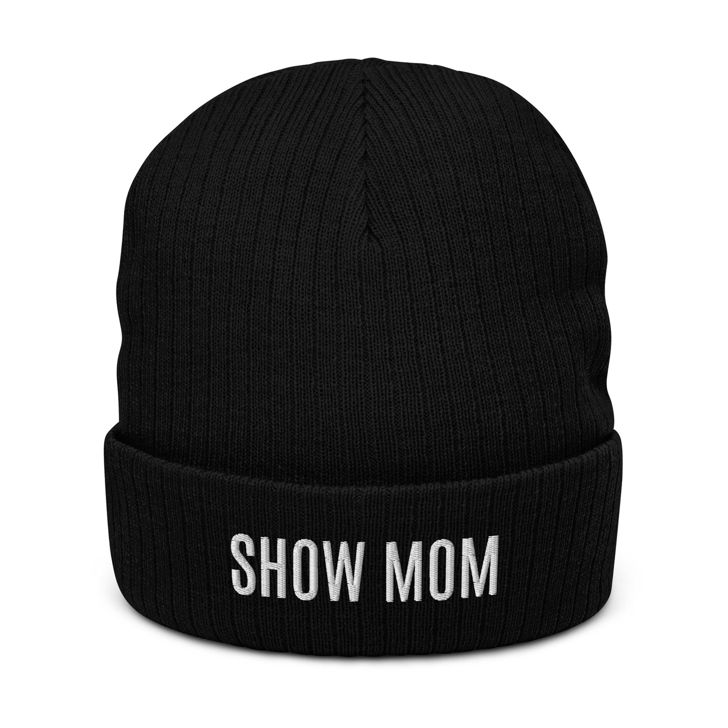 Beanie "SHOW MOM" Embroidered in Classic White on Basic Black, French Navy or Light Grey