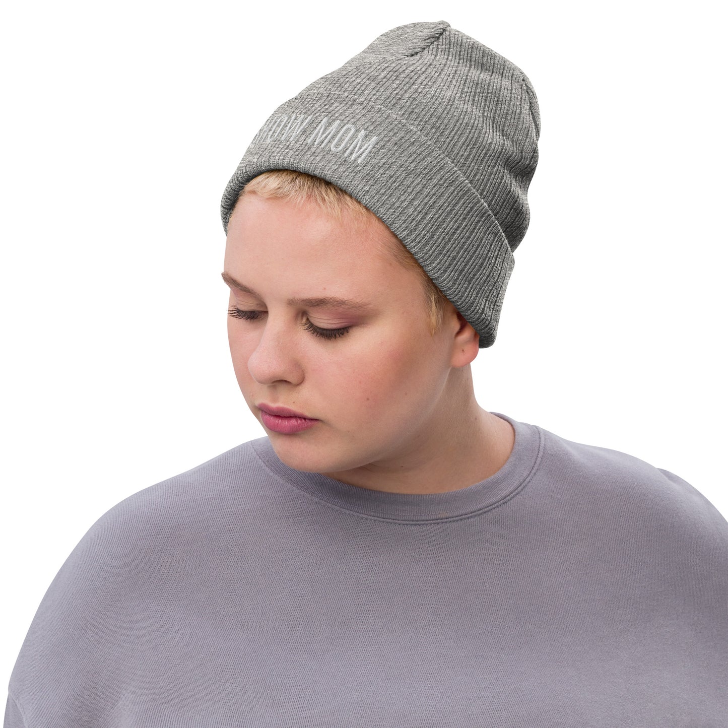Beanie "SHOW MOM" Embroidered in Classic White on Basic Black, French Navy or Light Grey