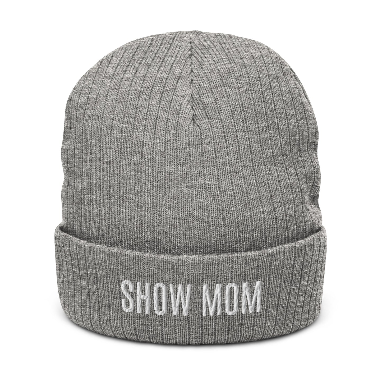 Beanie "SHOW MOM" Embroidered in Classic White on Basic Black, French Navy or Light Grey